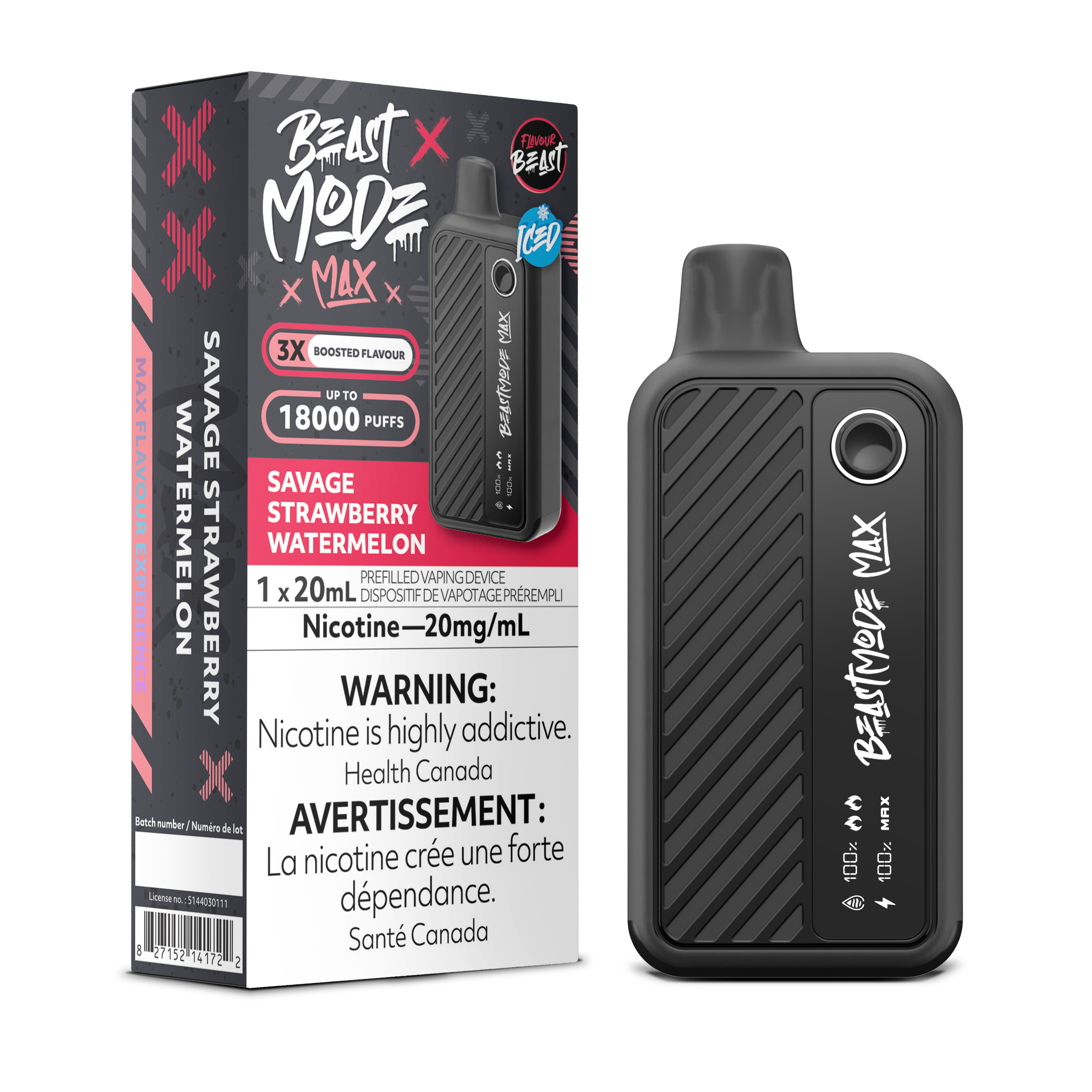 SAVAGE STRAWBERRY WATERMELON - FLAVOUR BEAST BEAST MODE MAX (20mL) (ONTARIO)