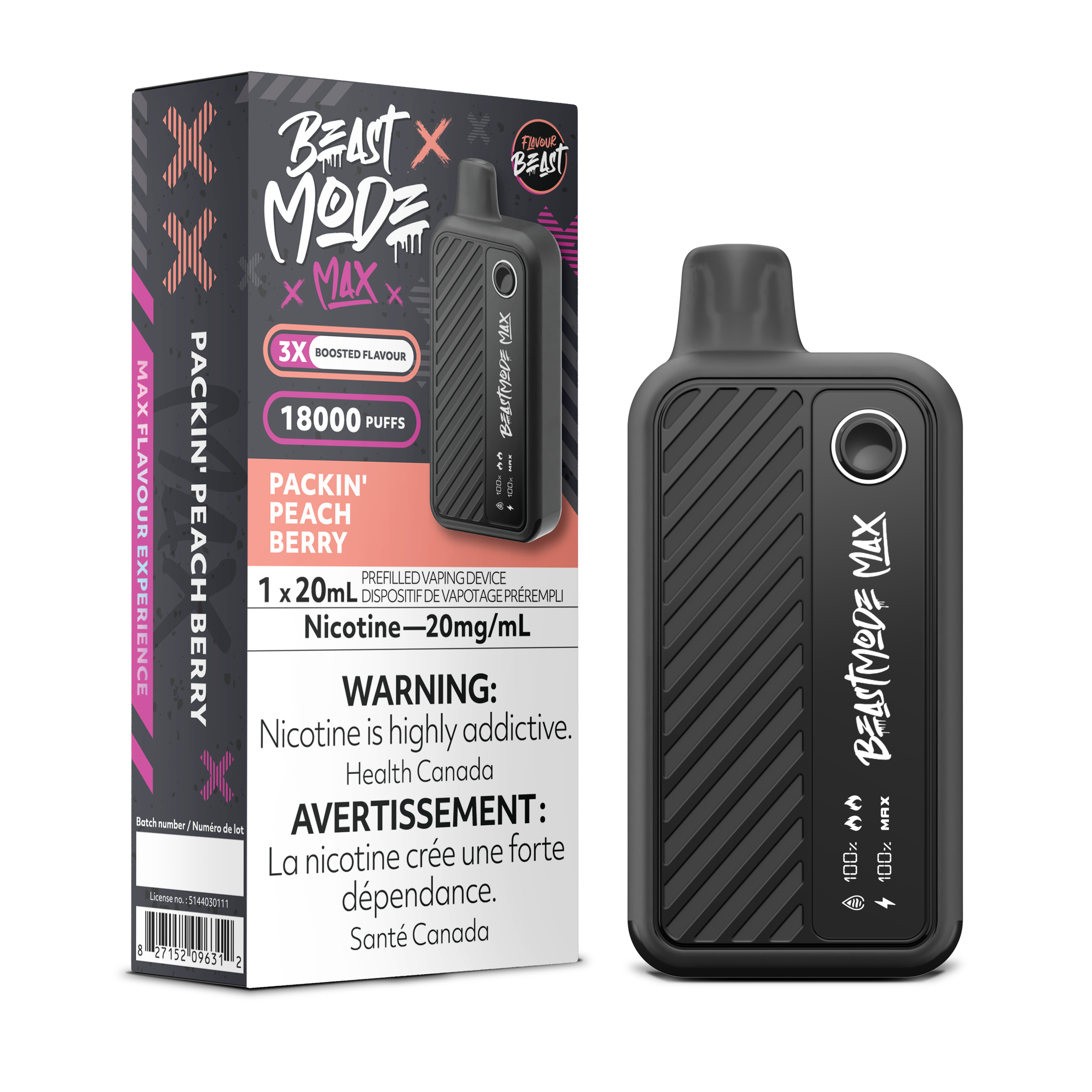 PACKIN' PEACH BERRY - FLAVOUR BEAST BEAST MODE MAX (20mL) (ONTARIO)