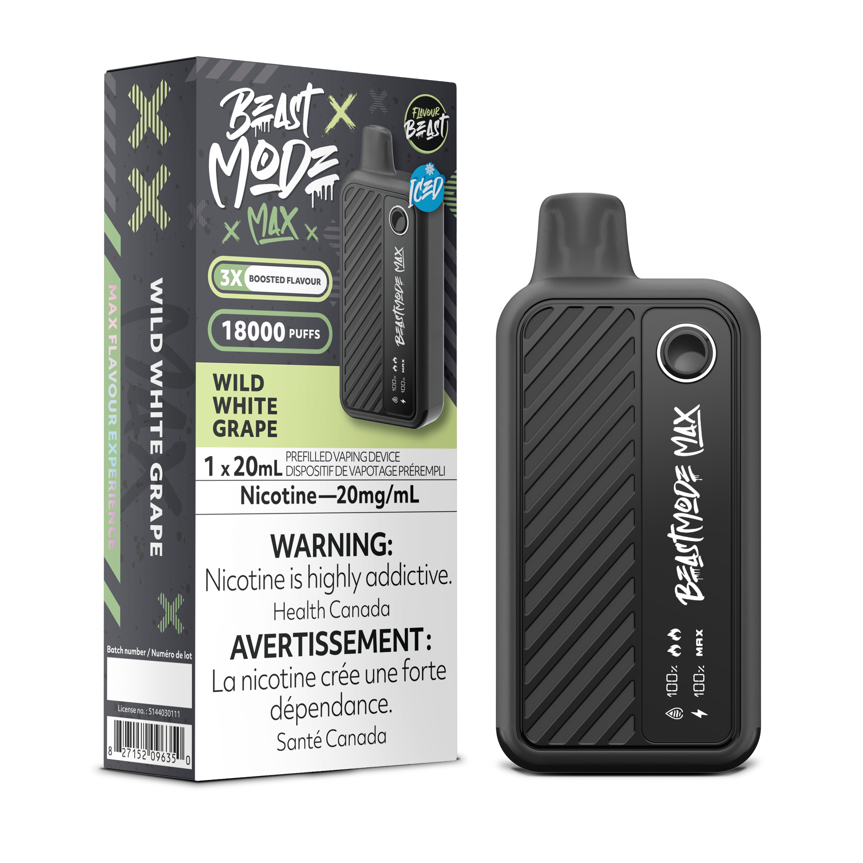 WILD WHITE GRAPE - FLAVOUR BEAST BEAST MODE MAX (20mL) (ONTARIO)