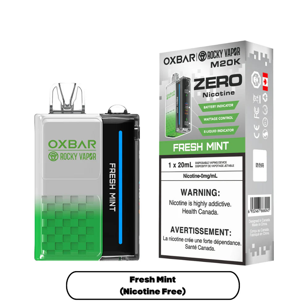 FRESH MINT - OXBAR M20K BY ROCKY VAPOR (ONTARIO) (ZERO NICOTINE)