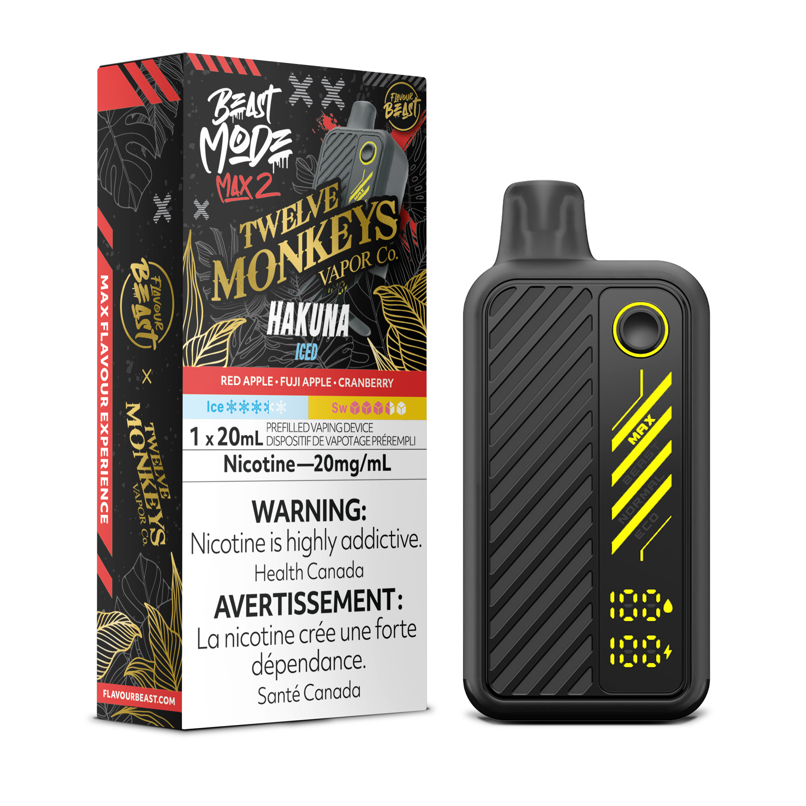 HAKUNA ICED - FLAVOUR BEAST X 12 MONKEYS BEAST MODE MAX 2 (20mL) (ONTARIO)