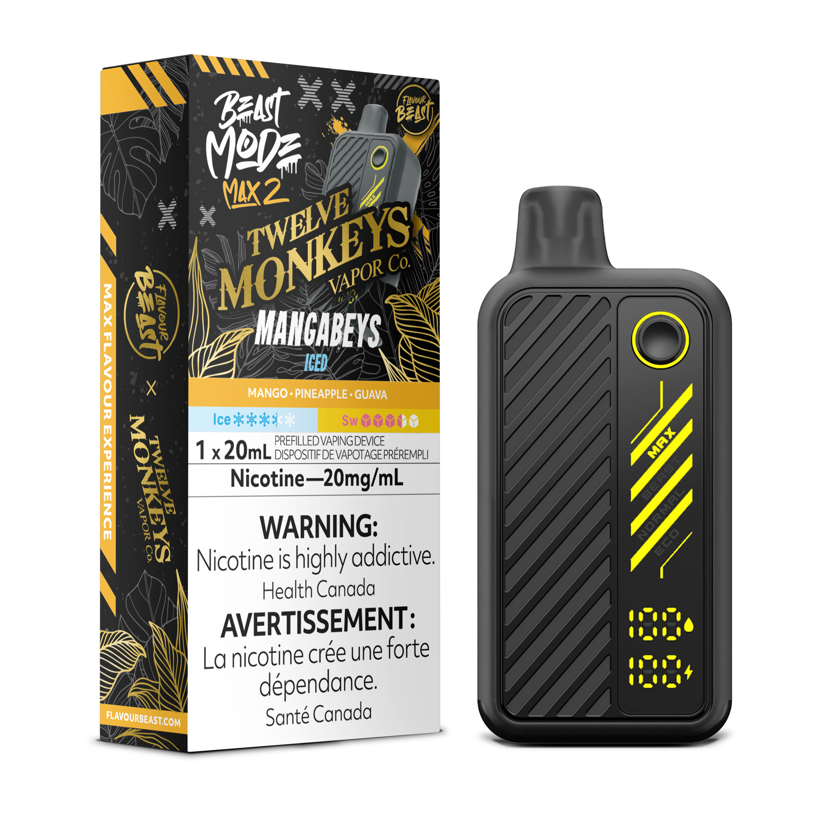 MANGABEYS ICED - FLAVOUR BEAST X 12 MONKEYS BEAST MODE MAX 2 (20mL) (ONTARIO)