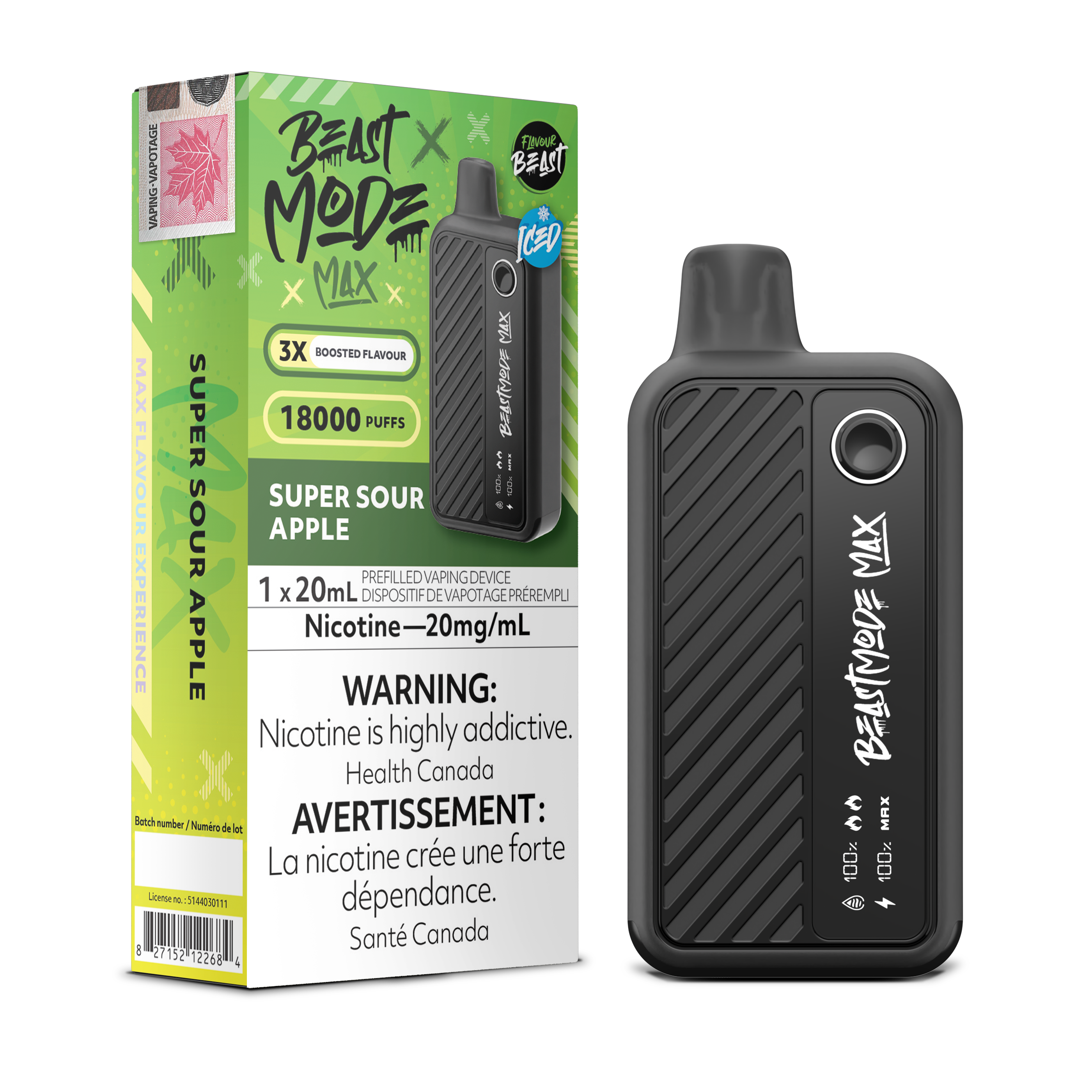 SUPER SOUR APPLE - FLAVOUR BEAST BEAST MODE MAX (20mL) (ONTARIO)