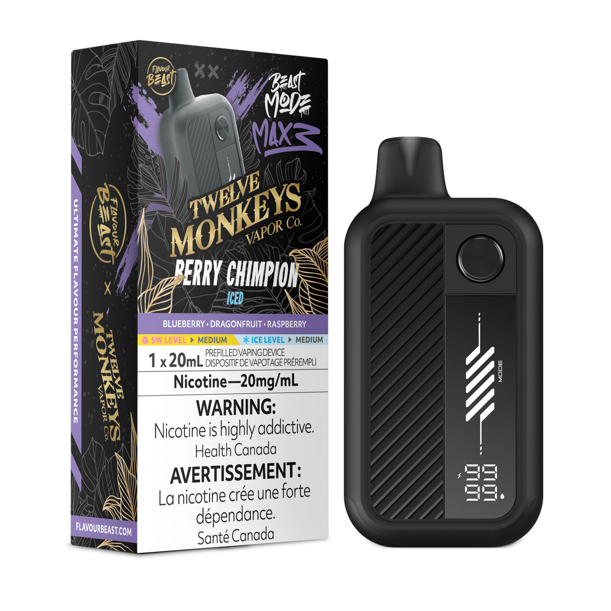 BERRY CHIMPION - FLAVOUR BEAST X 12 MONKEYS BEAST MODE MAX 3 (20mL)