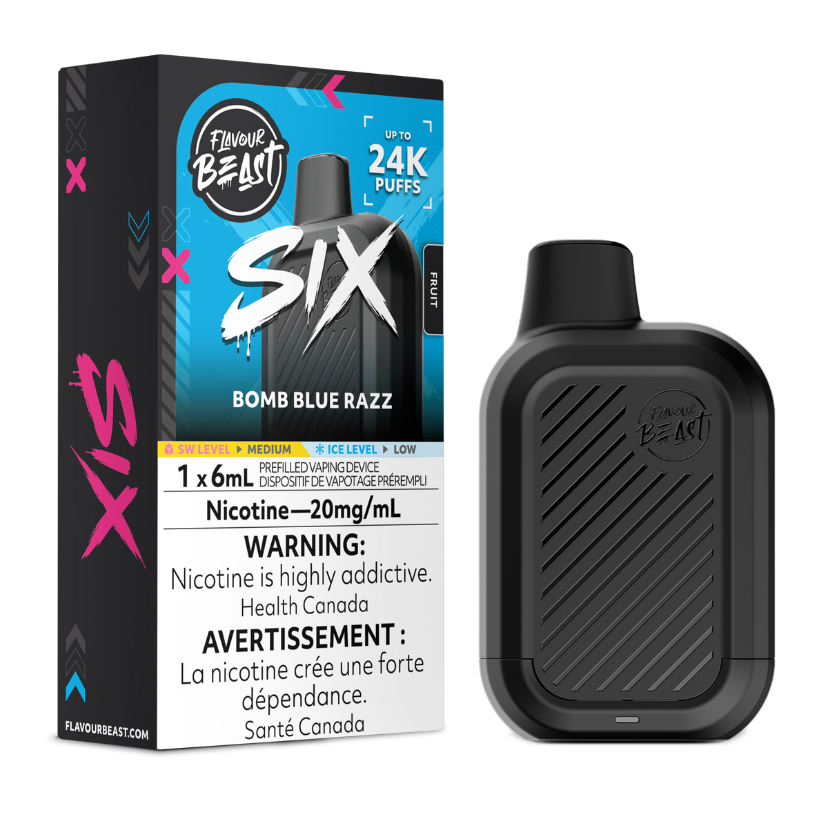 BOMB BLUE RAZZ - FLAVOUR BEAST SIX 24K (6mL)