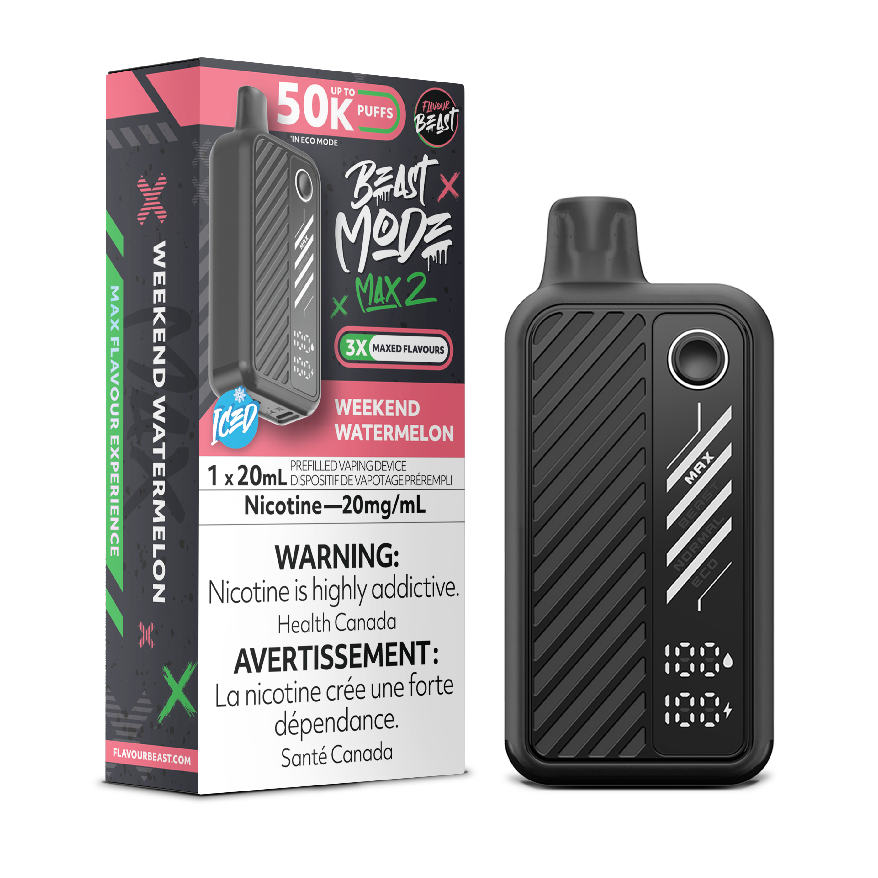 WEEKEND WATERMELON - FLAVOUR BEAST BEAST MODE MAX 2 (20mL) (ONTARIO)