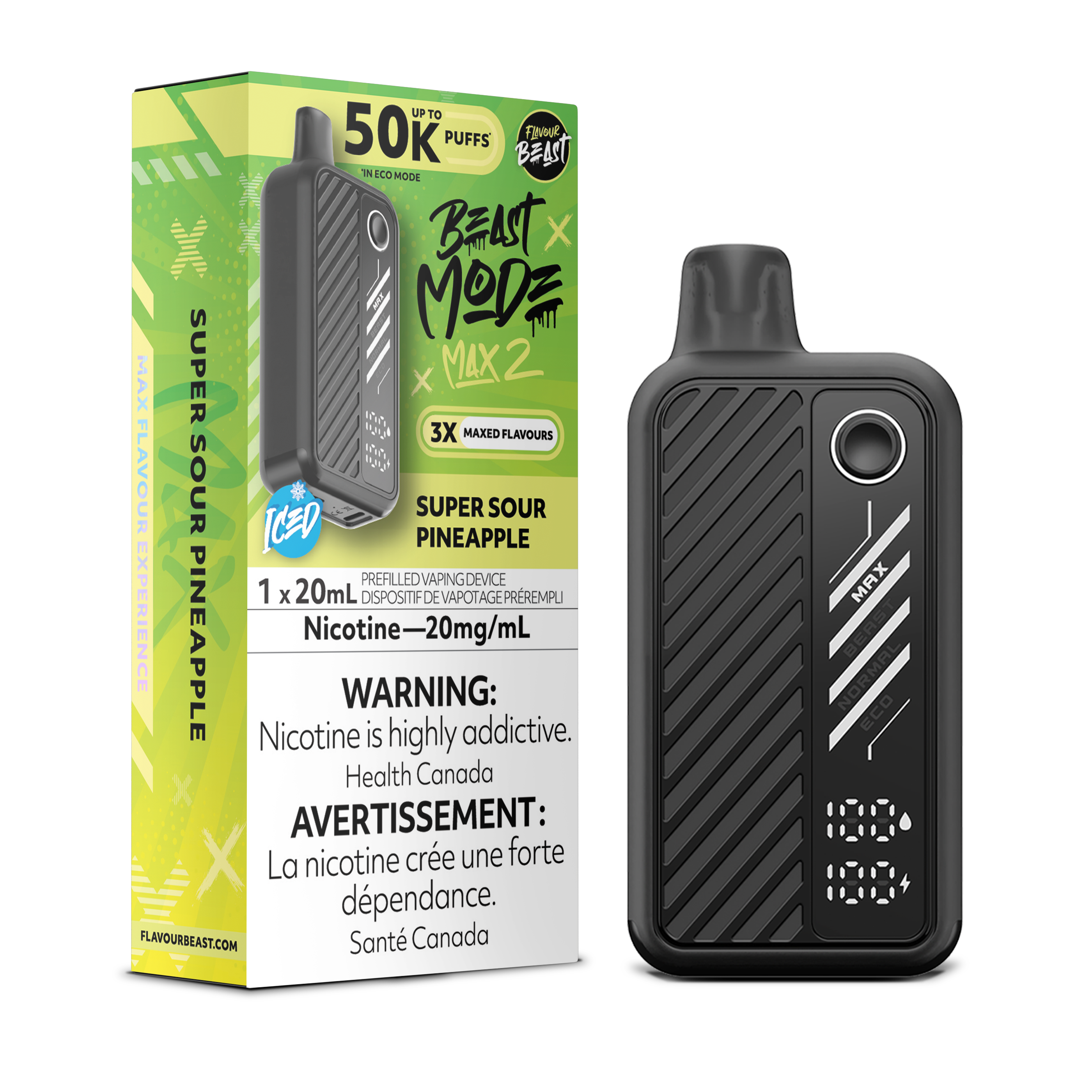 SUPER SOUR PINEAPPLE - FLAVOUR BEAST BEAST MODE MAX 2 (20mL) (ONTARIO)