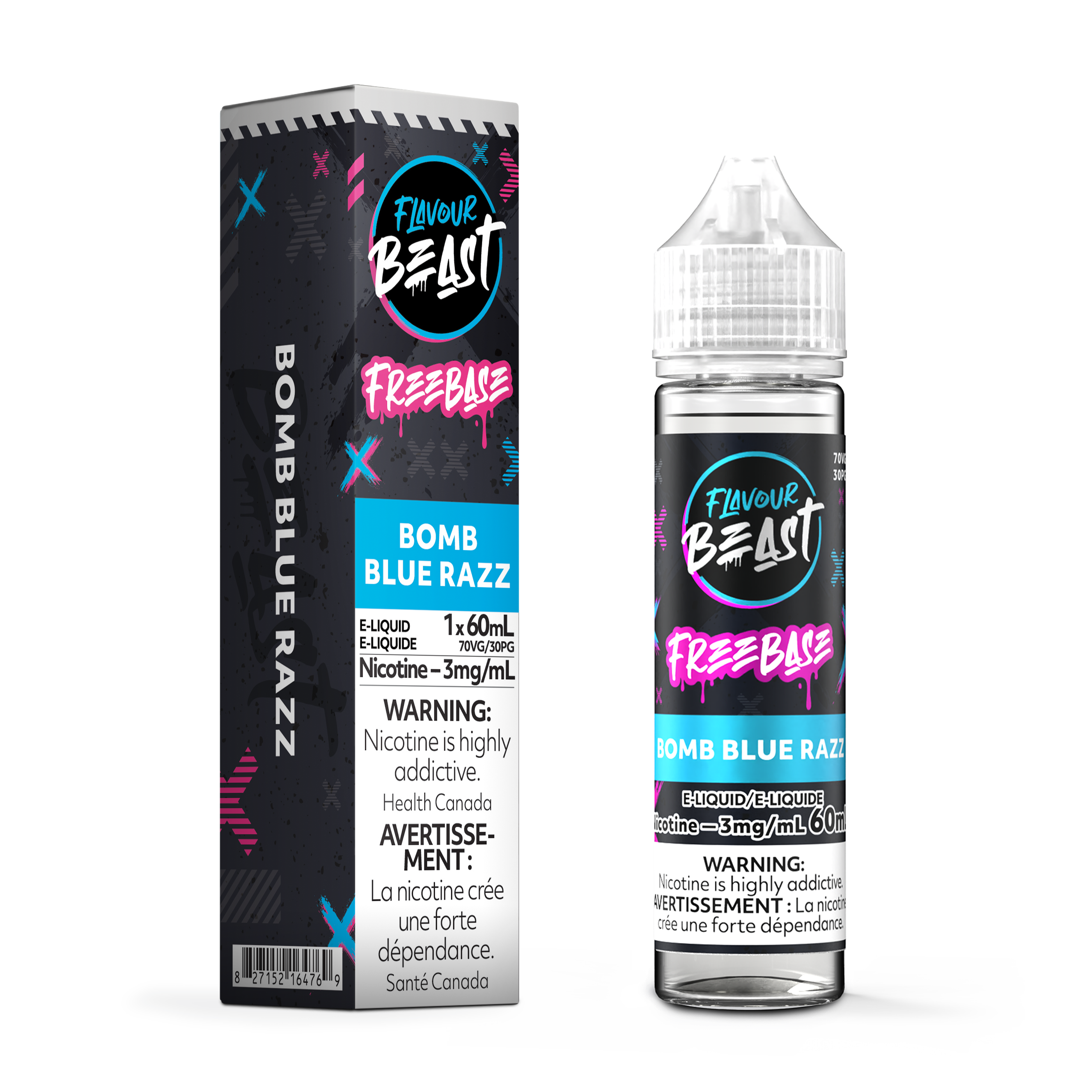 BOMB BLUE RAZZ - FLAVOUR BEAST FREEBASE E LIQUID (60mL) (ONTARIO)