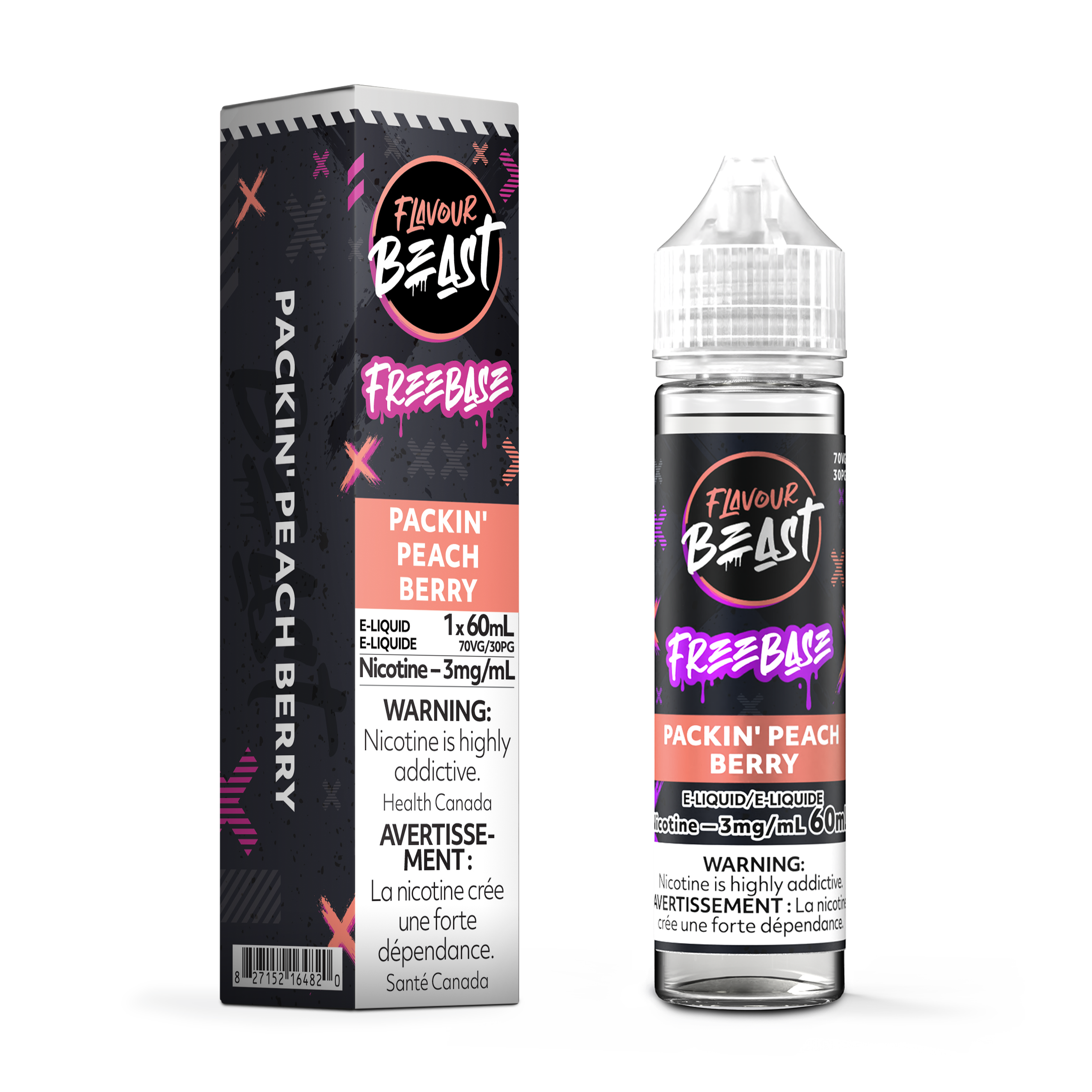 PACKIN' PEACH BERRY - FLAVOUR BEAST FREEBASE E LIQUID (60mL) (ONTARIO)