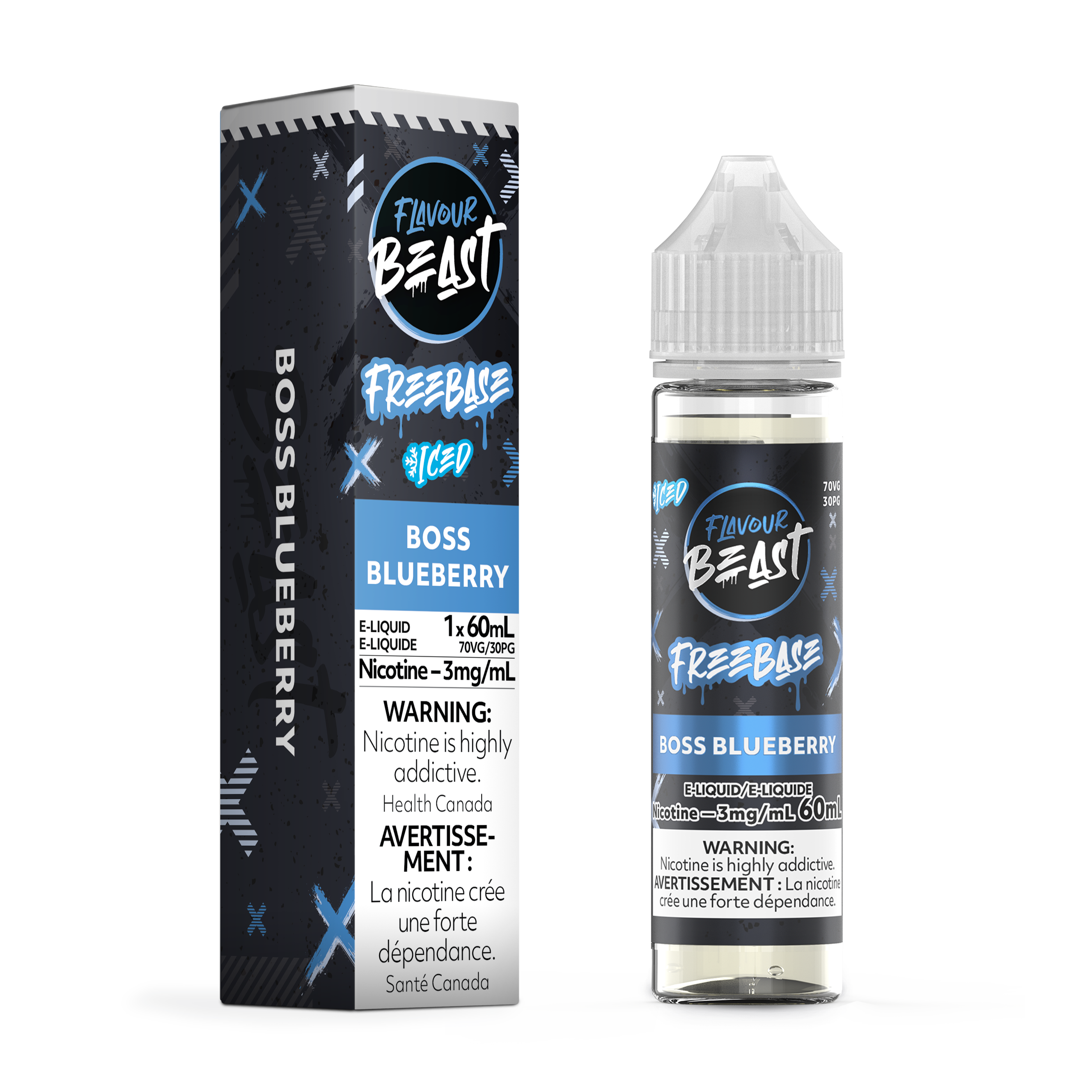 BOSS BLUEBERRY - FLAVOUR BEAST FREEBASE E LIQUID (60mL)