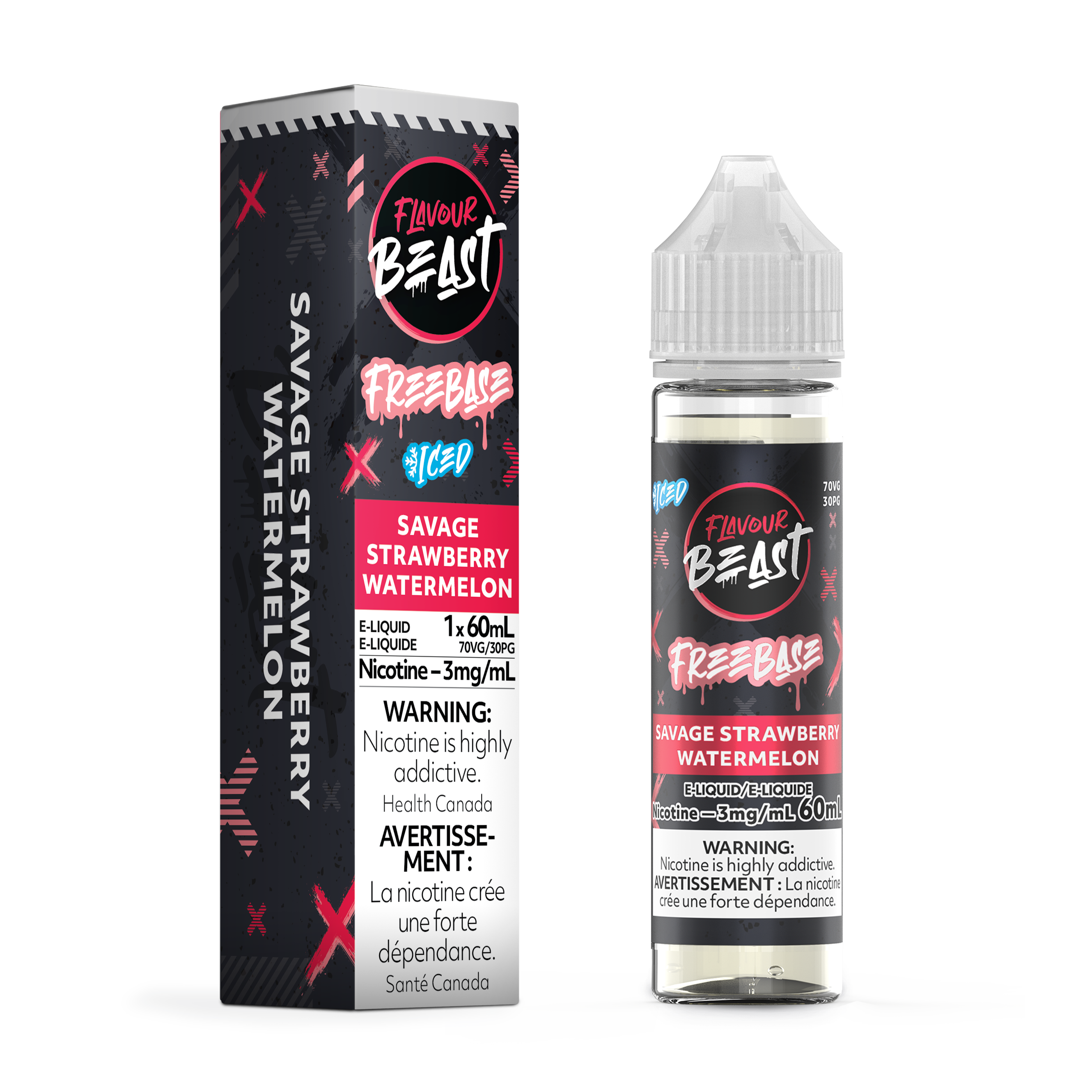 SAVAGE STRAWBERRY WATERMELON - FLAVOUR BEAST FREEBASE E LIQUID (60mL)