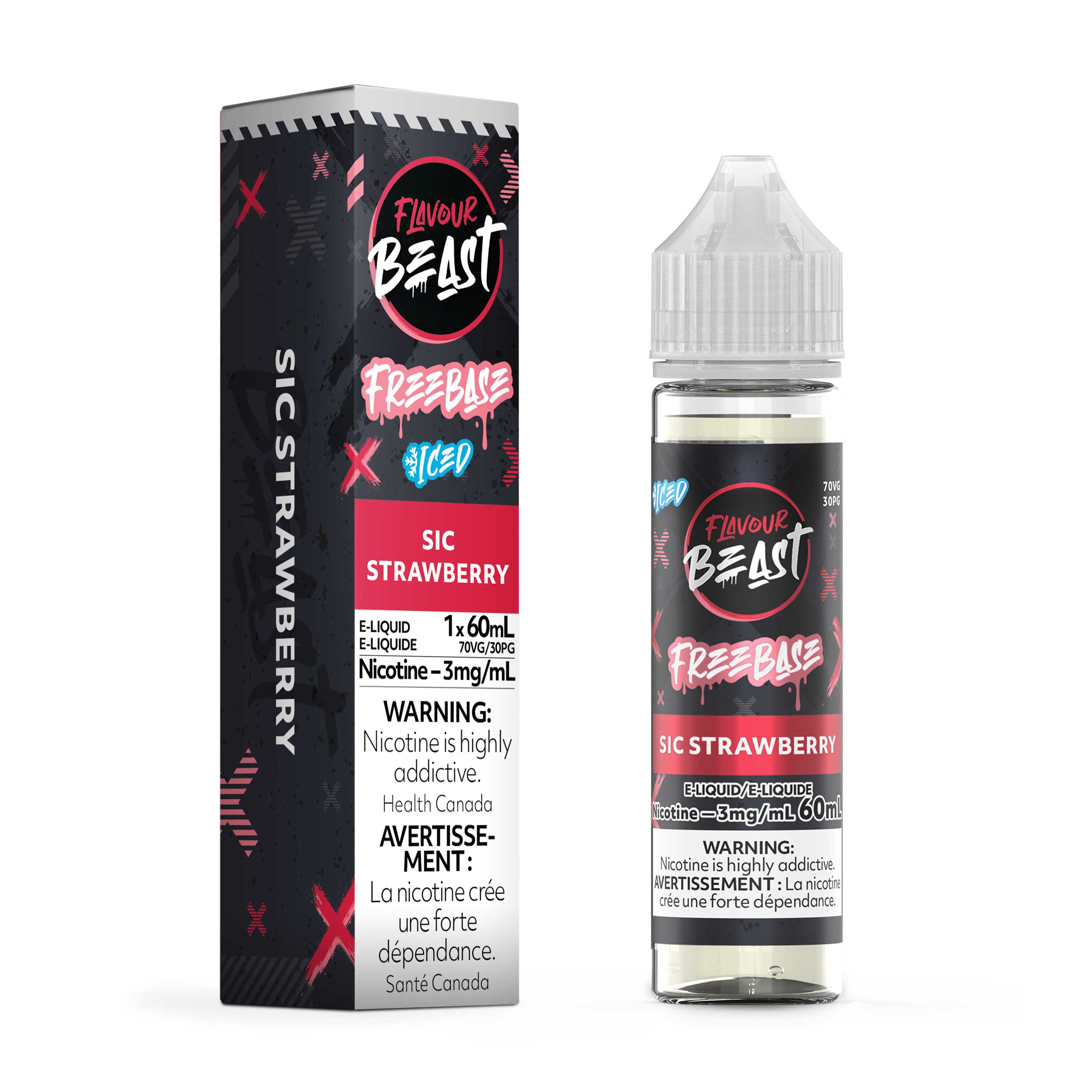 SIC STRAWBERRY - FLAVOUR BEAST FREEBASE E LIQUID (60mL)