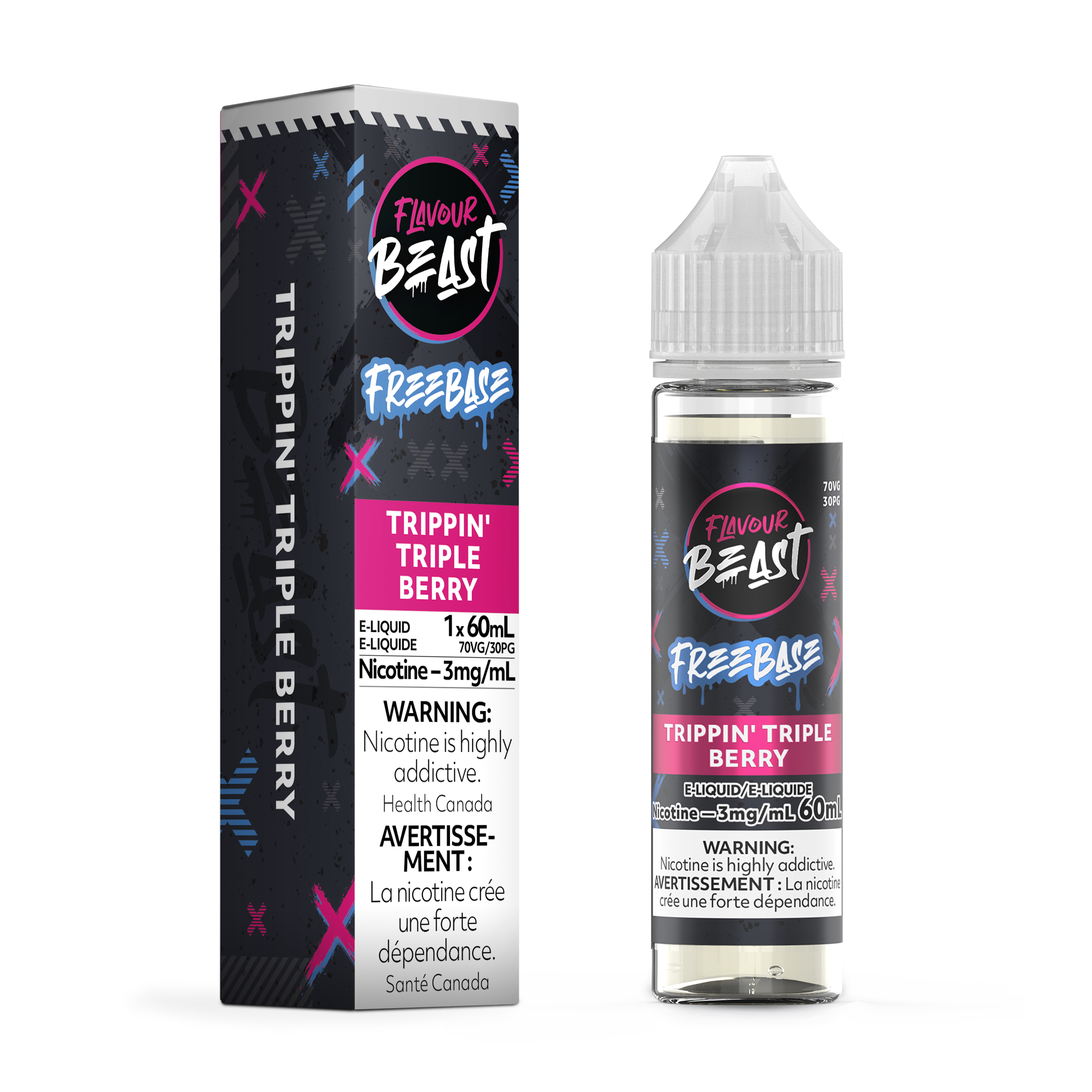 TRIPPIN' TRIPLE BERRY - FLAVOUR BEAST FREEBASE E LIQUID (60mL)