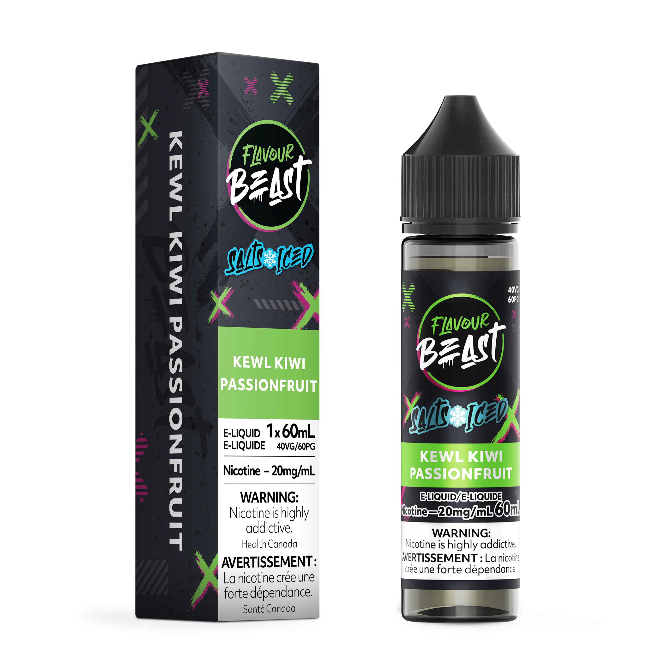 KEWL KIWI PASSIONFRUIT (ICED) - FLAVOUR BEAST E LIQUID (60mL) (ONTARIO)
