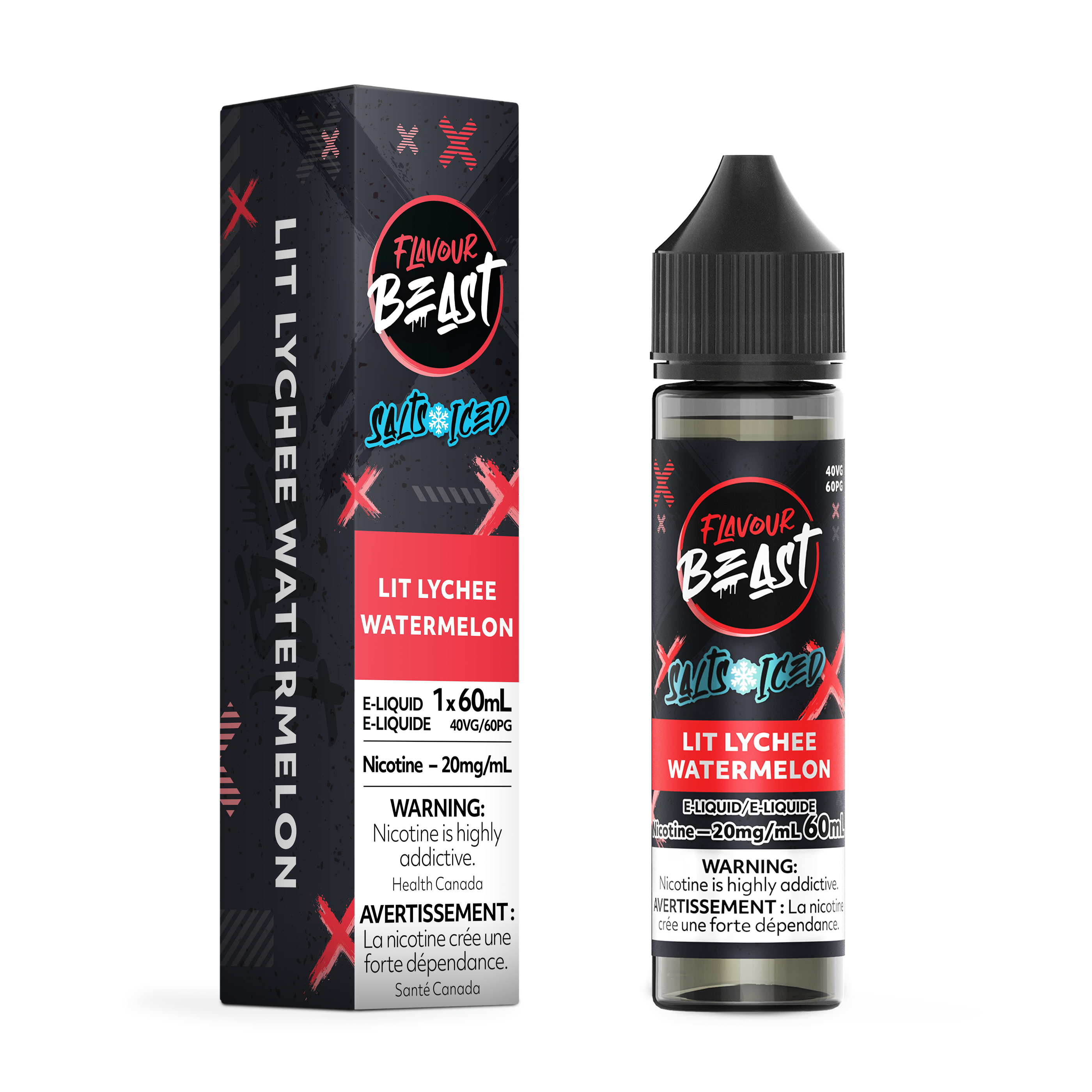 LIT LYCHEE WATERMELON (ICED) - FLAVOUR BEAST E LIQUID (60mL) (ONTARIO)