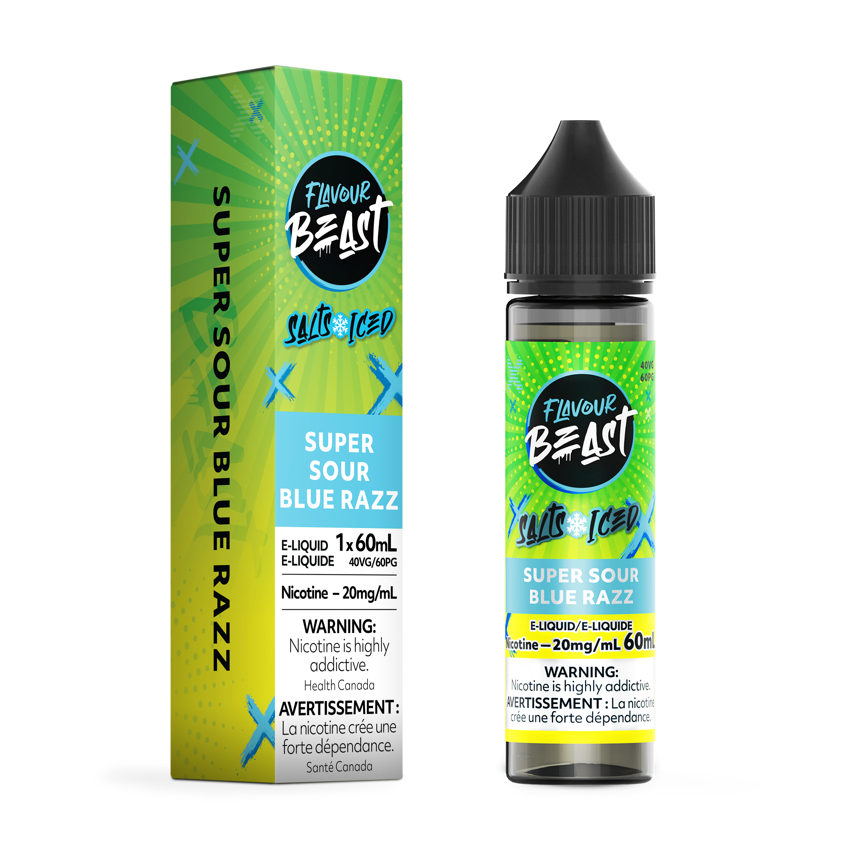 SUPER SOUR BLUE RAZZ (ICED) - FLAVOUR BEAST E LIQUID (60mL) (ONTARIO)