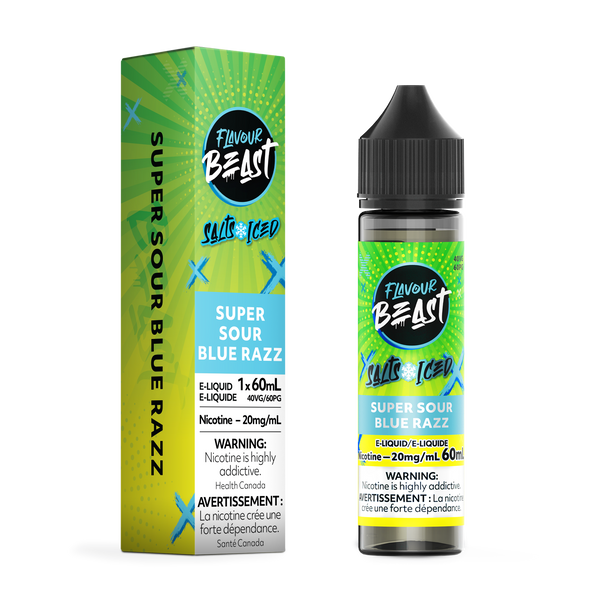 SUPER SOUR BLUE RAZZ (ICED) - FLAVOUR BEAST E LIQUID (60mL) (ONTARIO)