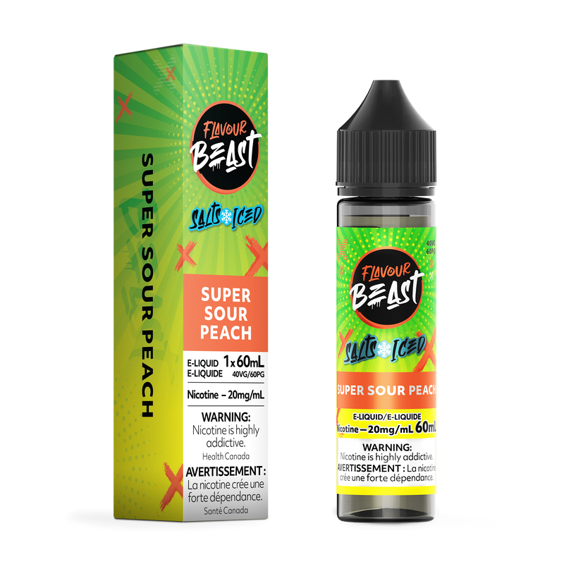 SUPER SOUR PEACH (ICED) - FLAVOUR BEAST E LIQUID (60mL) (ONTARIO)
