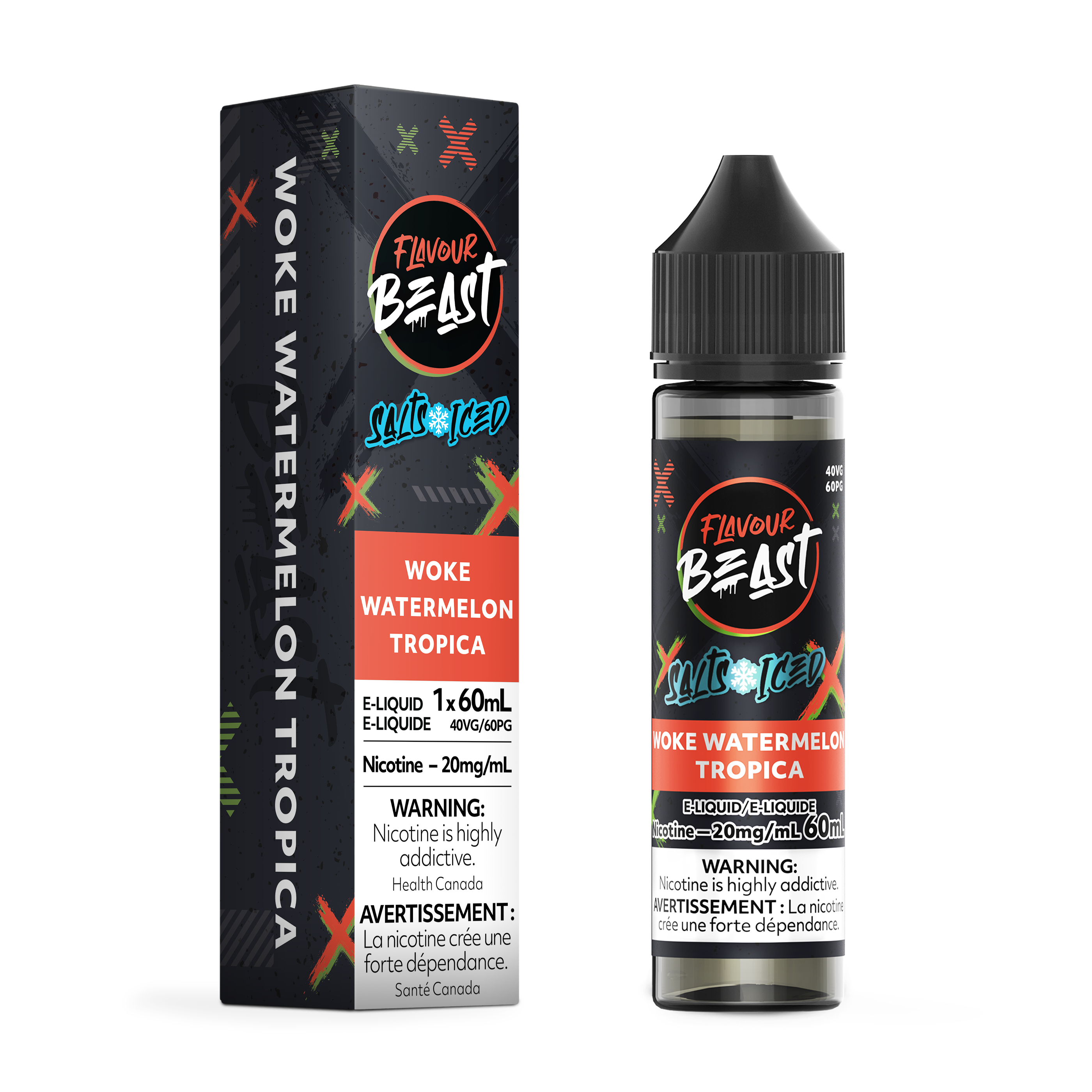 WOKE WATERMELON TROPICA (ICED) - FLAVOUR BEAST E LIQUID (60mL) (ONTARIO)