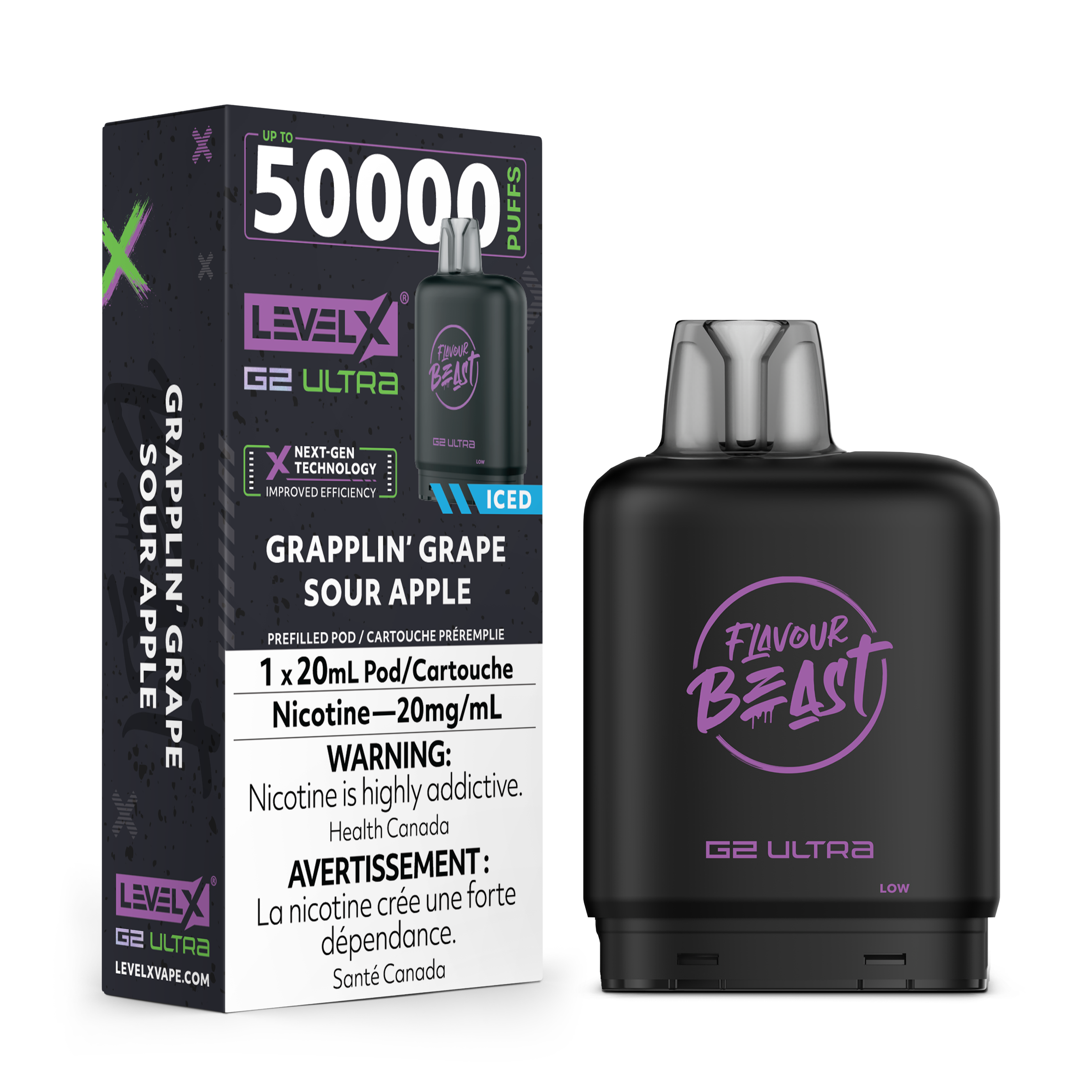 GRAPPLIN' GRAPE SOUR APPLE ICED - FLAVOUR BEAST LEVEL X G2 ULTRA (20mL)