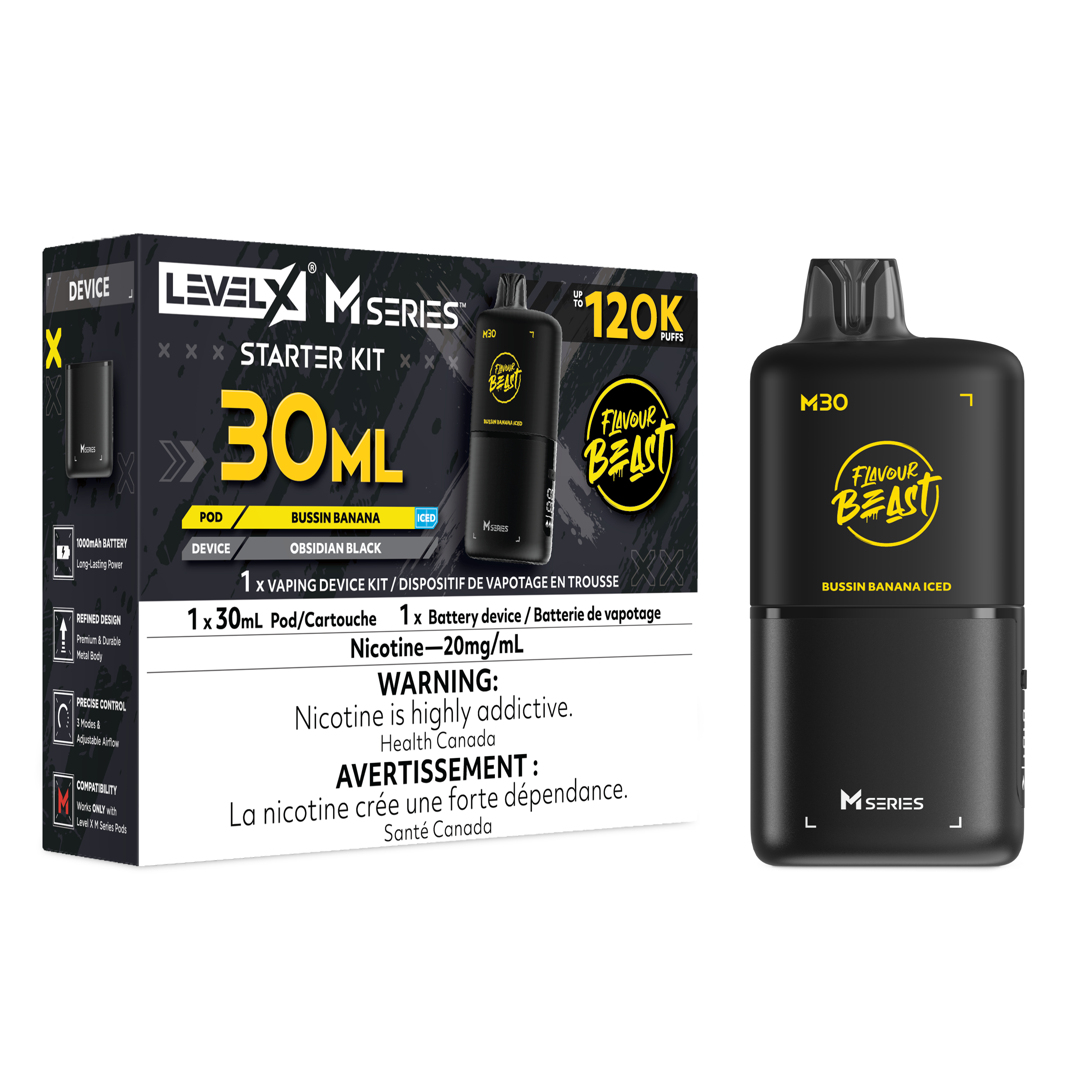 BUSSIN BANANA ICED - LEVEL X M30 STARTER KIT (DEVICE & M30 POD)