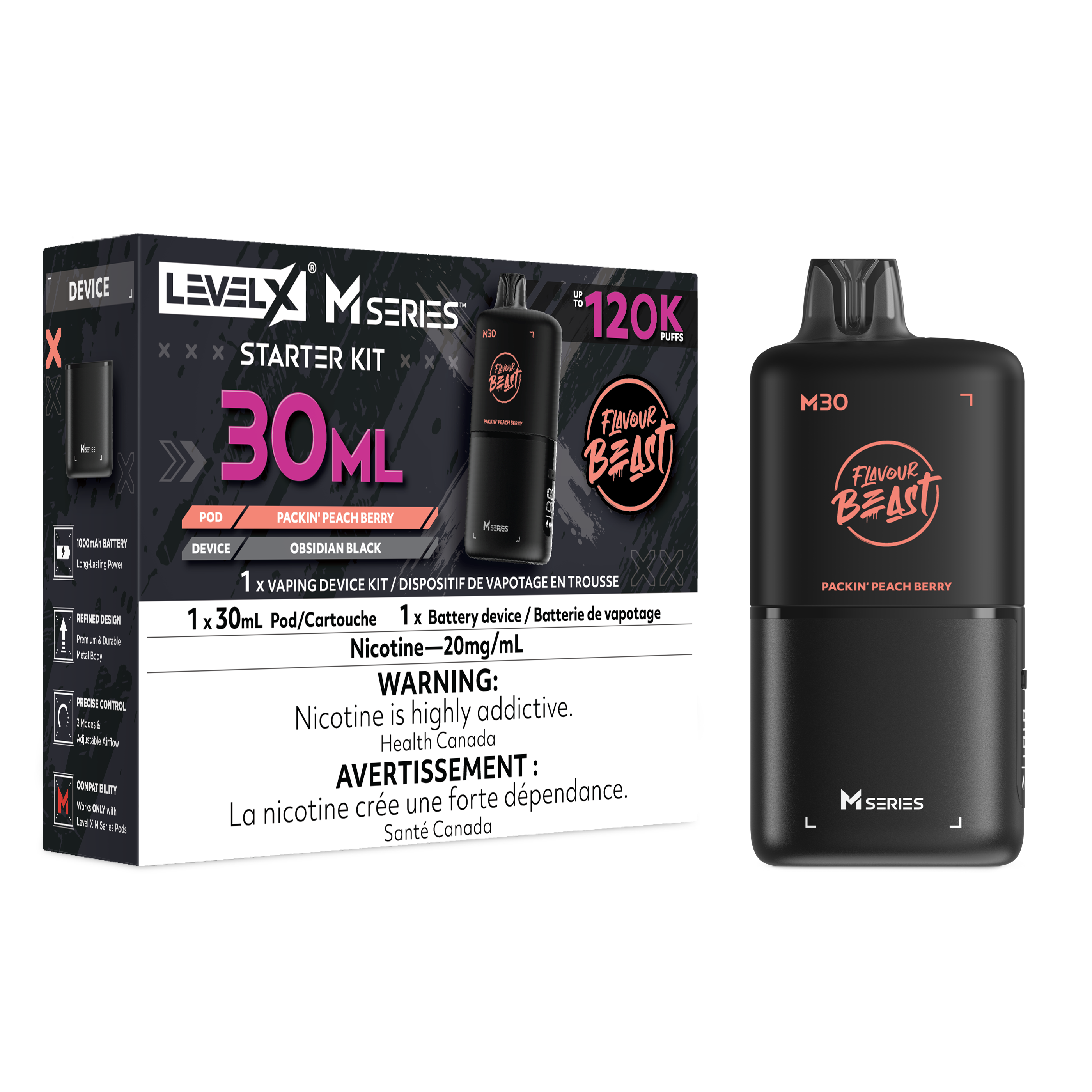 PACKIN' PEACH BERRY - LEVEL X M30 STARTER KIT (DEVICE & M30 POD)
