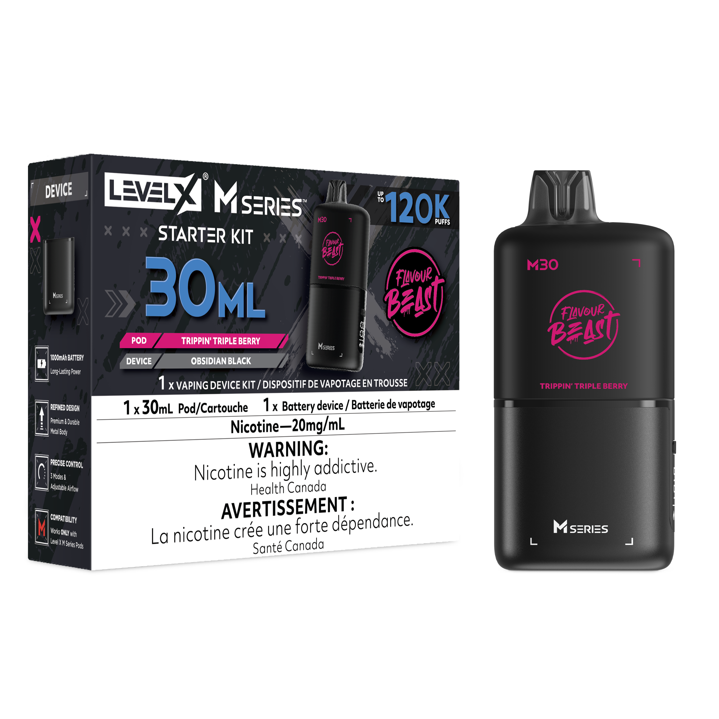 TRIPPIN' TRIPLE BERRY - LEVEL X M30 STARTER KIT (DEVICE & M30 POD)
