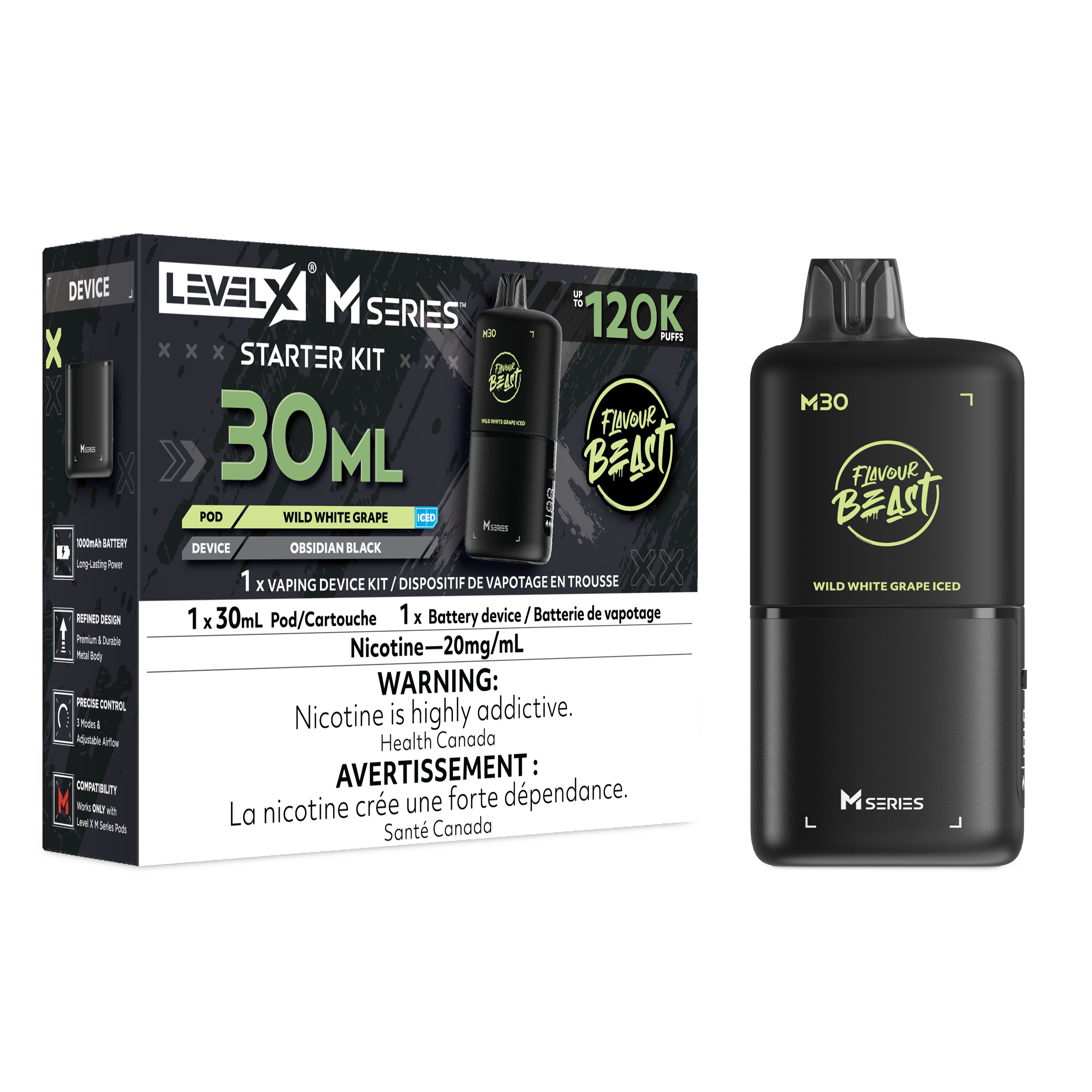 WILD WHITE GRAPE ICED - LEVEL X M30 STARTER KIT (DEVICE & M30 POD)