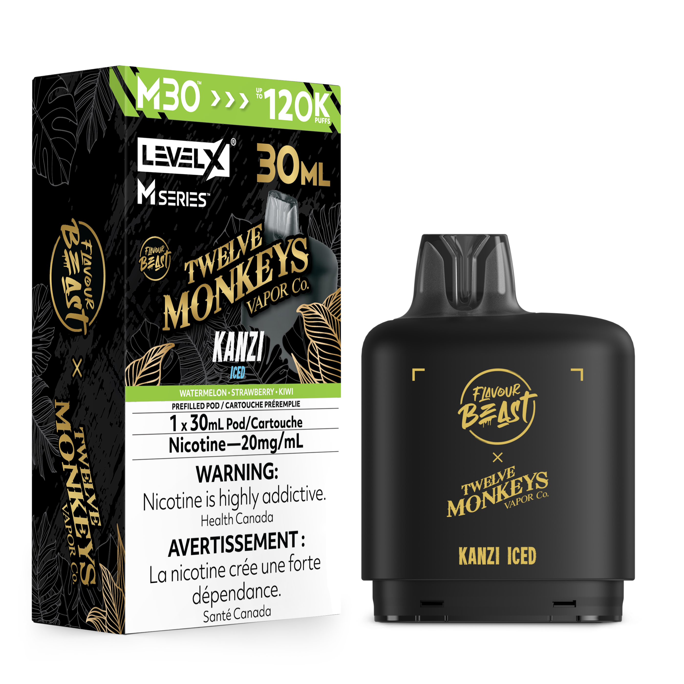 KANZI ICED - FB X 12 MONKEYS LEVEL X M30 (30mL) *LEVEL X M DEVICE REQUIRED*