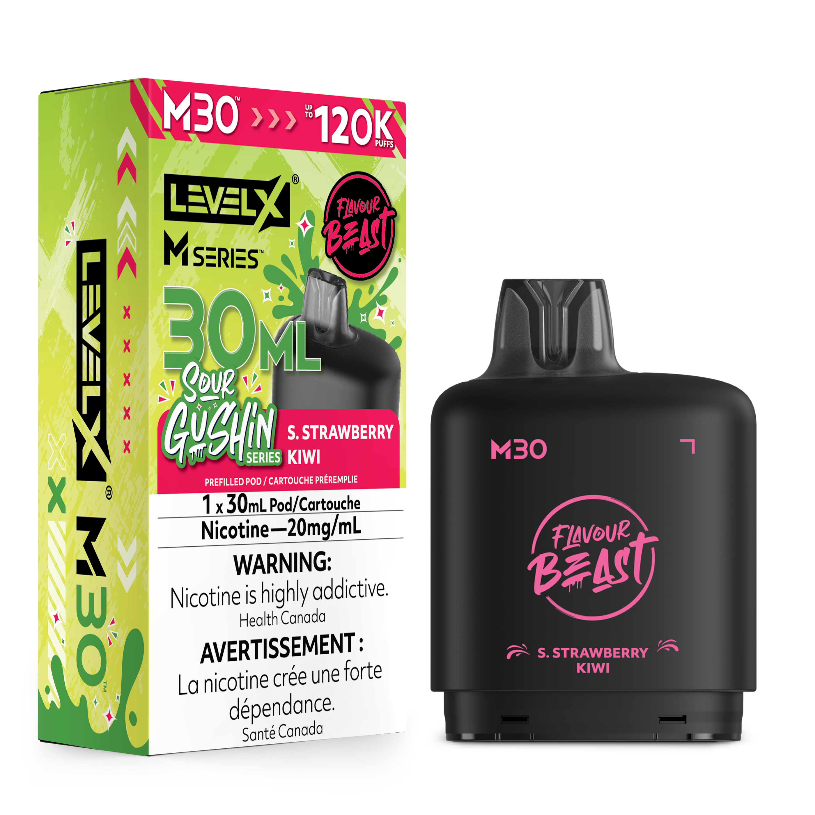 GUSHIN S. STRAWBERRY KIWI - LEVEL X M30 (30mL) *LEVEL X M DEVICE REQUIRED*