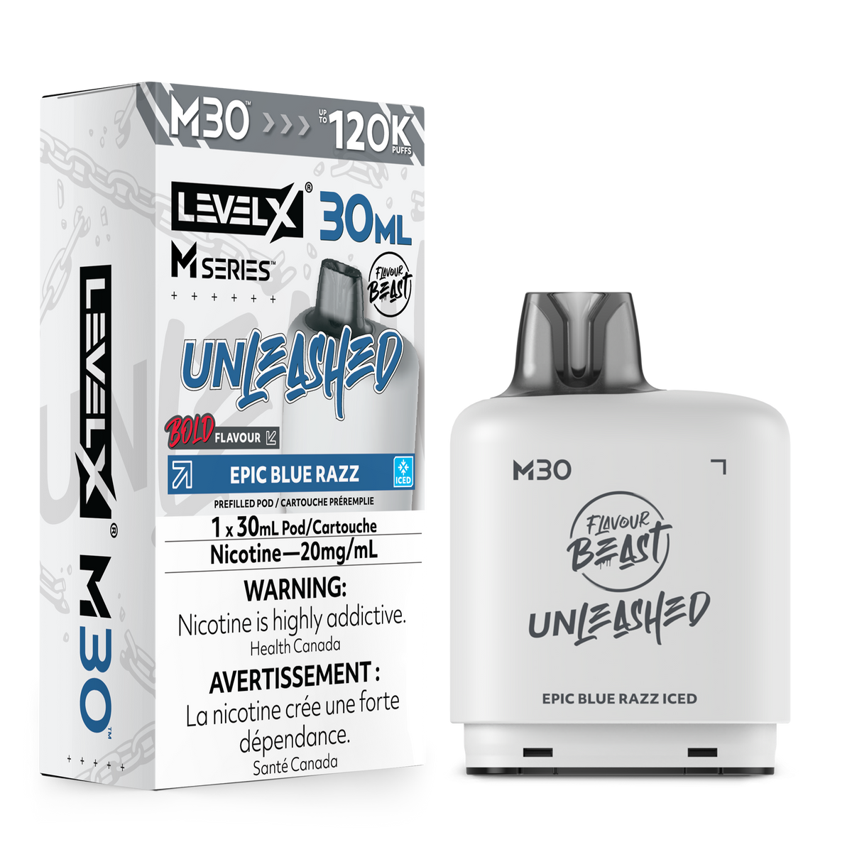 EPIC BLUE RAZZ ICED - LEVEL X UNLEASHED M30 (30mL) *LEVEL X M DEVICE REQUIRED*