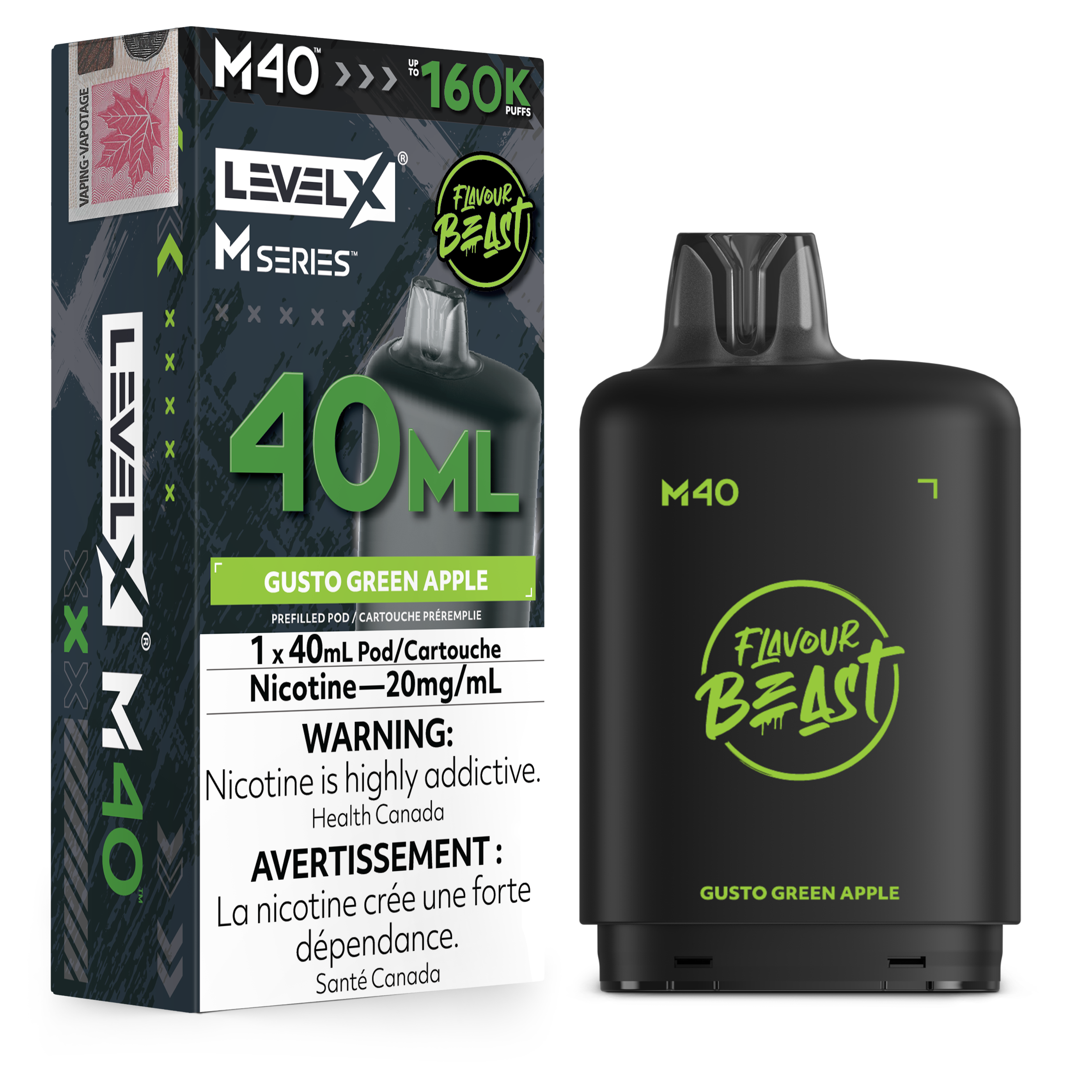 GUSTO GREEN APPLE - LEVEL X M40 (40mL) *LEVEL X M DEVICE REQUIRED*