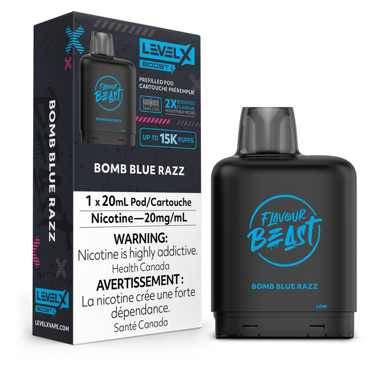 BOMB BLUE RAZZ - LEVEL X FLAVOUR BEAST BOOST POD (20mL)