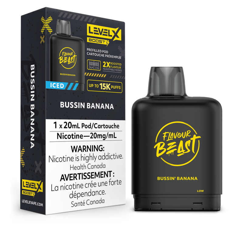 BUSSIN BANANA ICED - LEVEL X FLAVOUR BEAST BOOST POD (20mL)