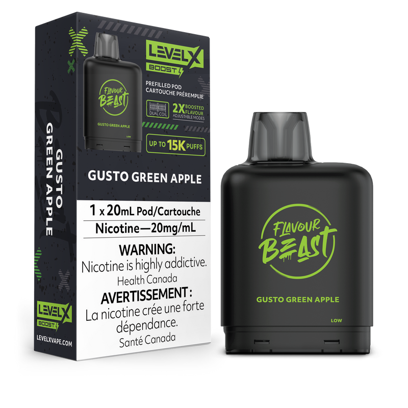 GUSTO GREEN APPLE - LEVEL X FLAVOUR BEAST BOOST POD (20mL)