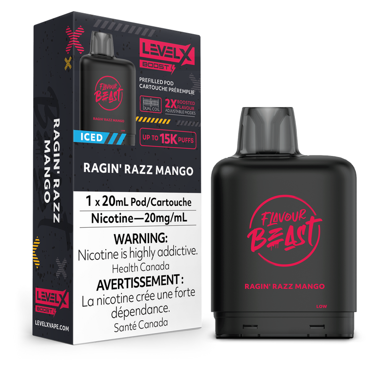 RAGIN' RAZZ MANGO - LEVEL X FLAVOUR BEAST BOOST POD (20mL)