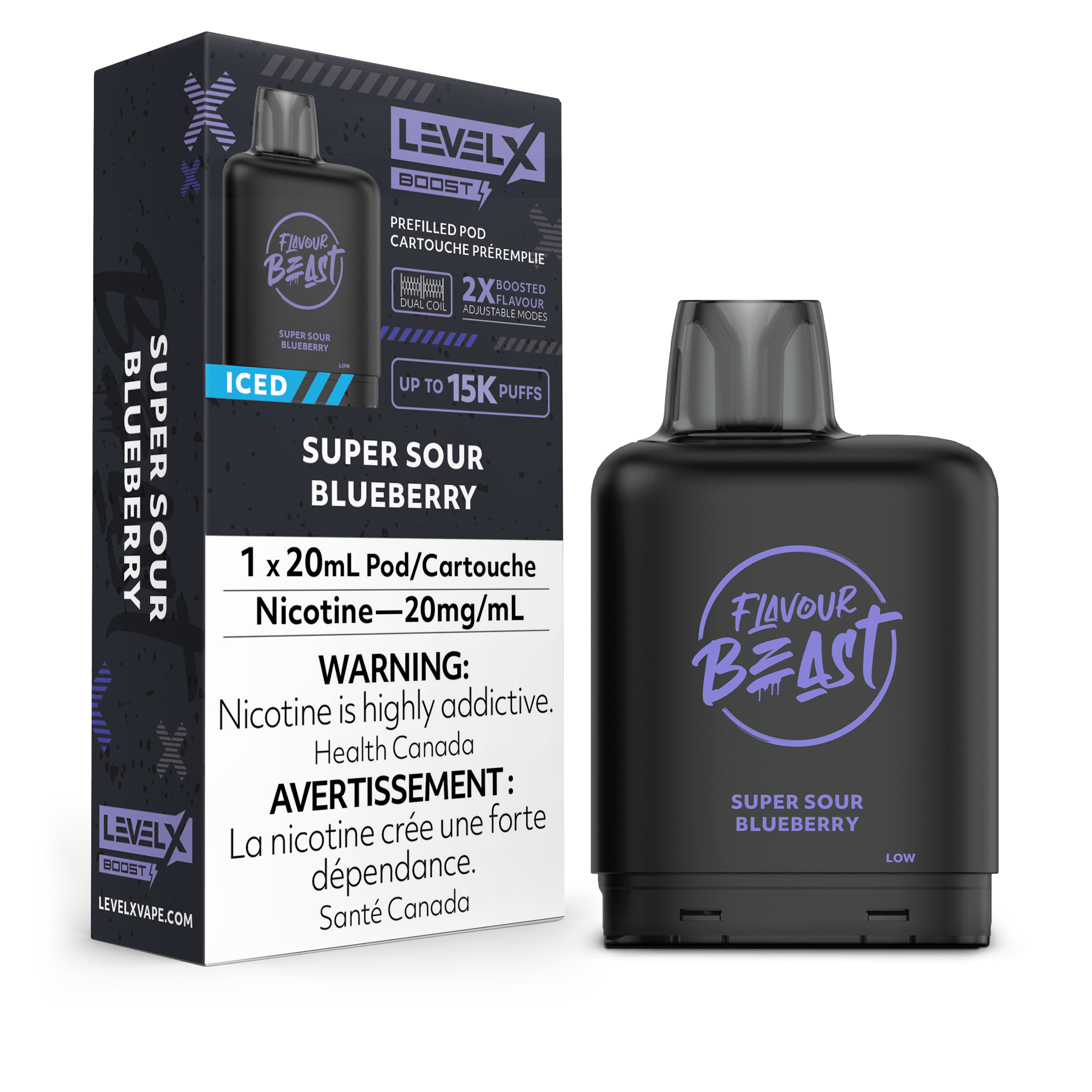 SUPER SOUR BLUEBERRY ICED - LEVEL X FB BOOST (20mL) (ONTARIO)