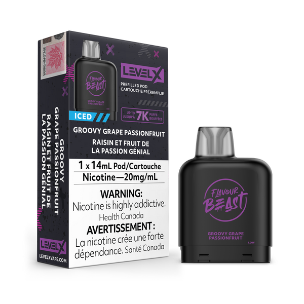 GROOVY GRAPE PASSIONFRUIT ICED - LEVEL X FLAVOUR BEAST POD (14mL)
