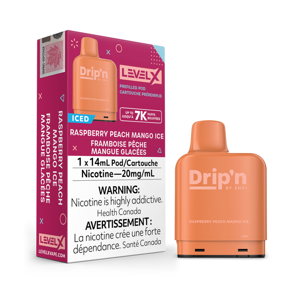 RASPBERRY PEACH MANGO ICE - LEVEL X DRIP'N POD (14mL)