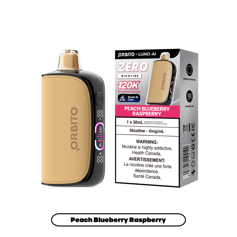 PEACH BLUEBERRY RASPBERRY - ORBITO LUMO AI 120K (30mL) ZERO NICOTINE
