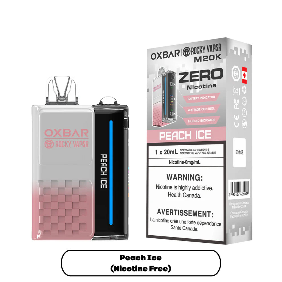PEACH ICE - OXBAR M20K BY ROCKY VAPOR (ONTARIO) (ZERO NICOTINE)