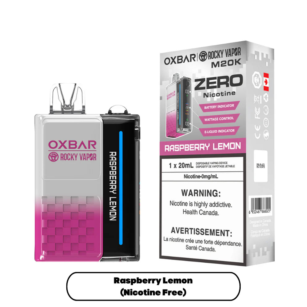 RASPBERRY LEMON - OXBAR M20K BY ROCKY VAPOR (ONTARIO) (ZERO NICOTINE)