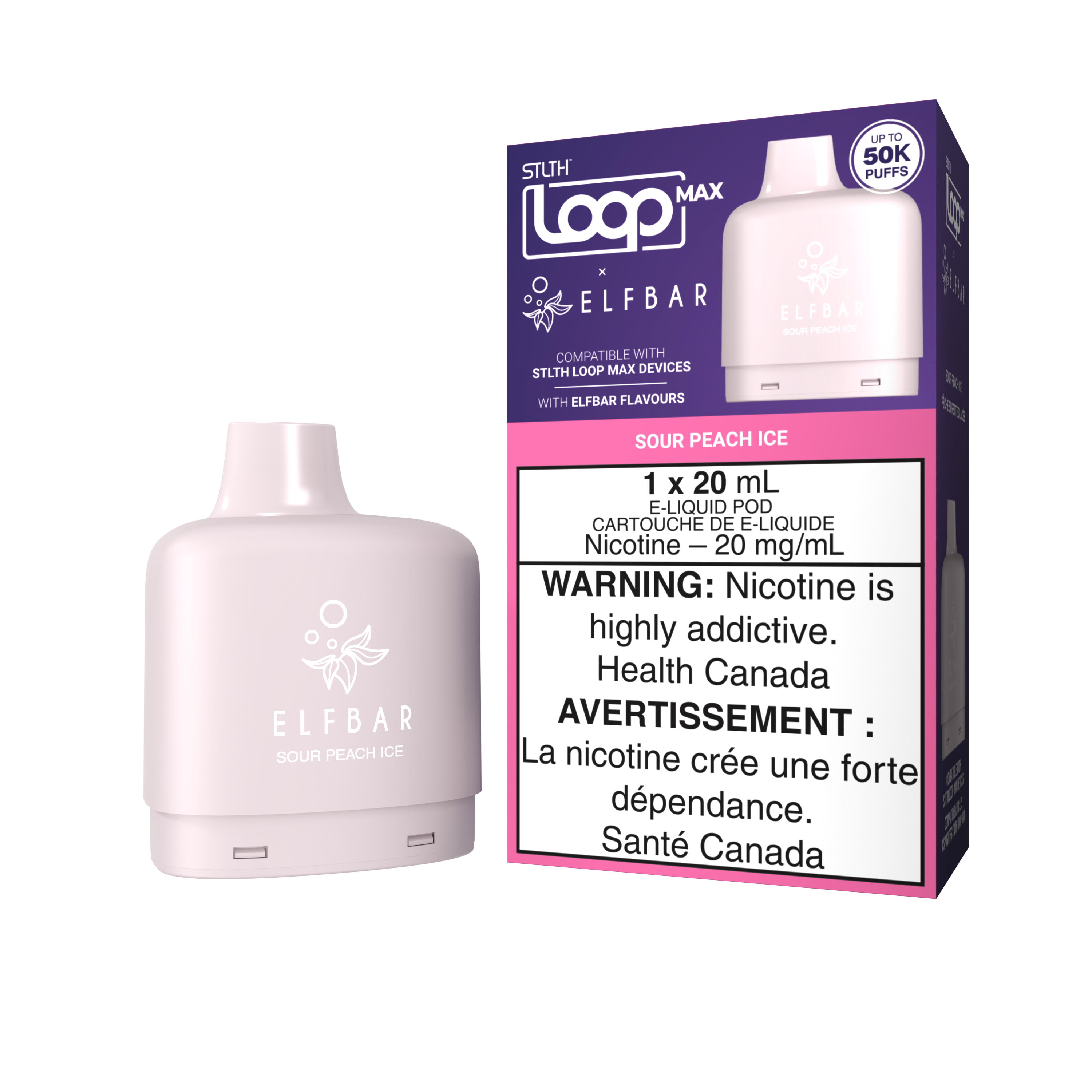 SOUR PEACH ICE - STLTH LOOP MAX X ELFBAR POD (20mL)