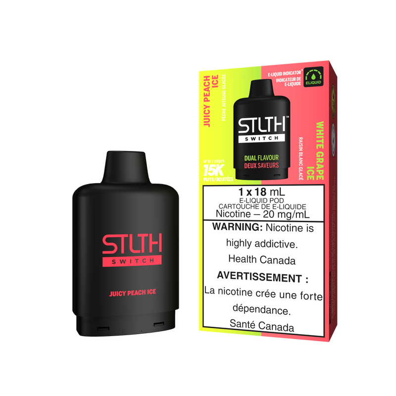 JUICY PEACH ICE & WHITE GRAPE ICE - STLTH SWITCH (18mL) (ONTARIO)