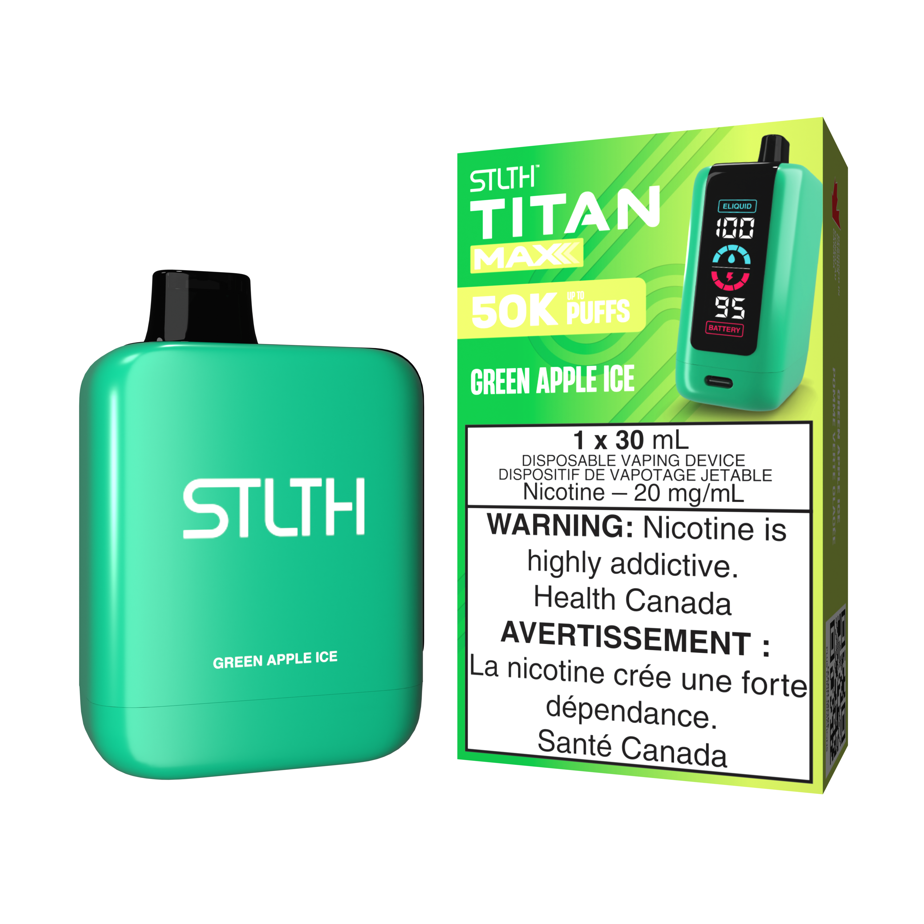 GREEN APPLE ICE - STLTH TITAN MAX DISPOSABLE (30mL) (ONTARIO)