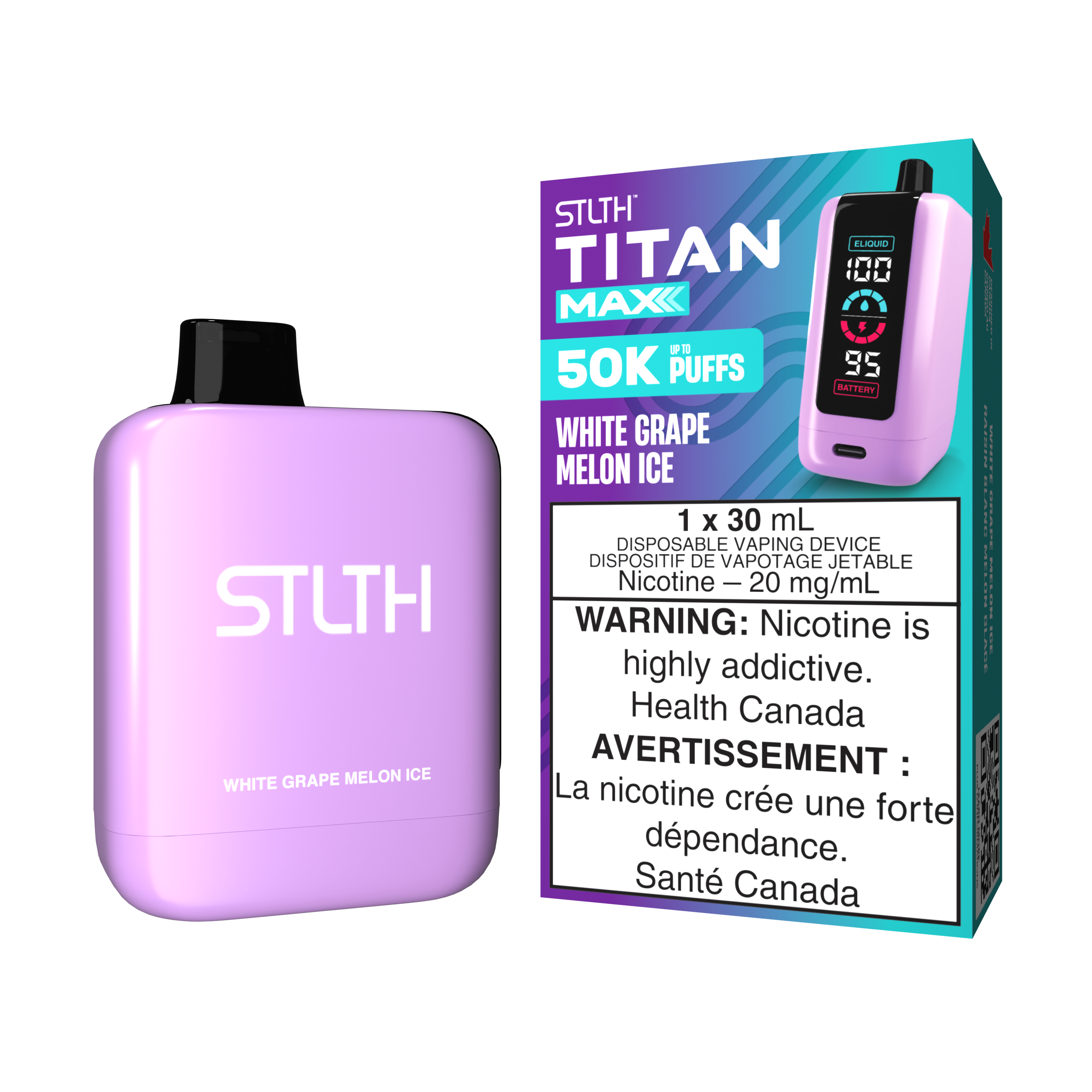 WHITE GRAPE MELON ICE - STLTH TITAN MAX DISPOSABLE (30mL) (ONTARIO)