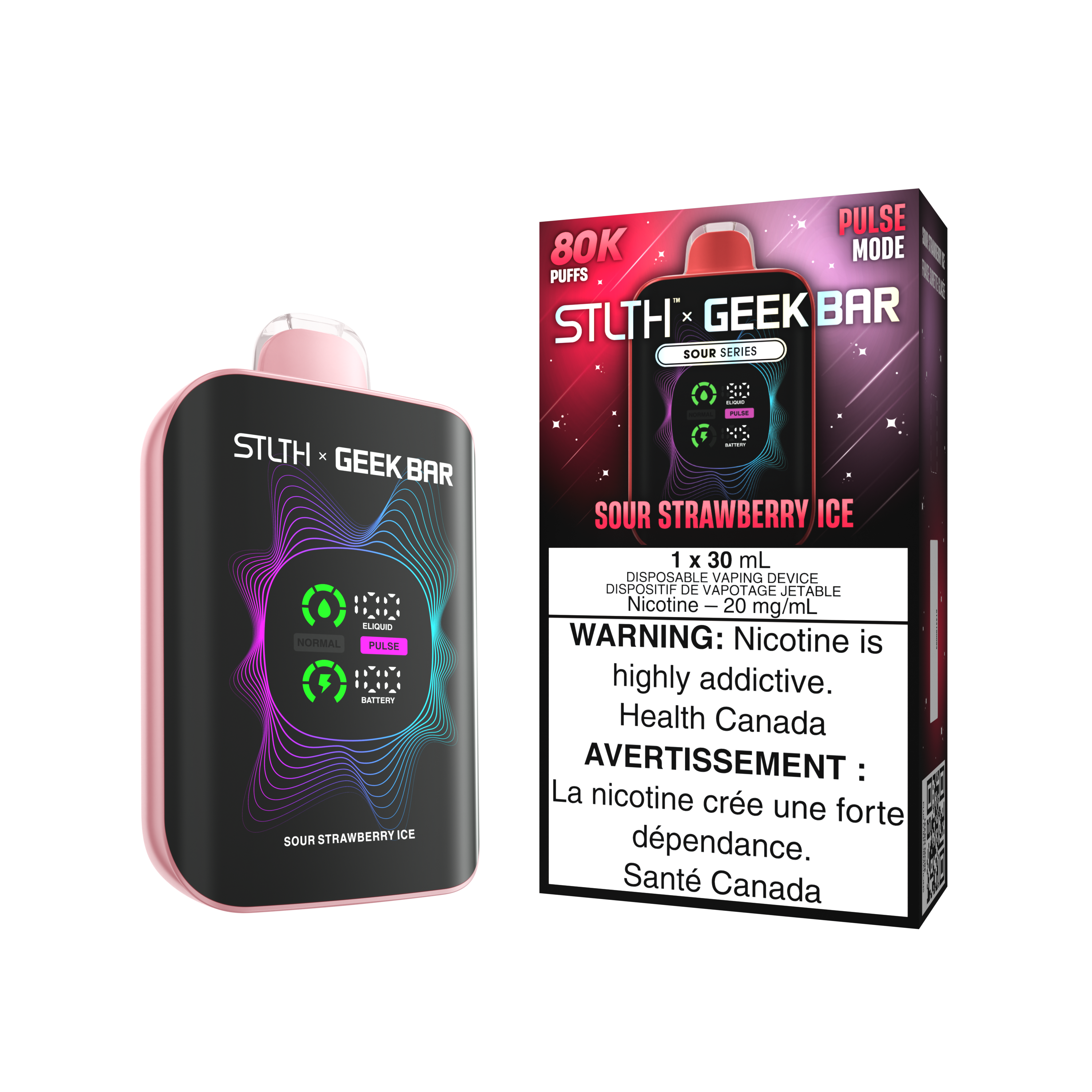 SOUR STRAWBERRY ICE - STLTH X GEEK BAR DISPOSABLE (30mL)