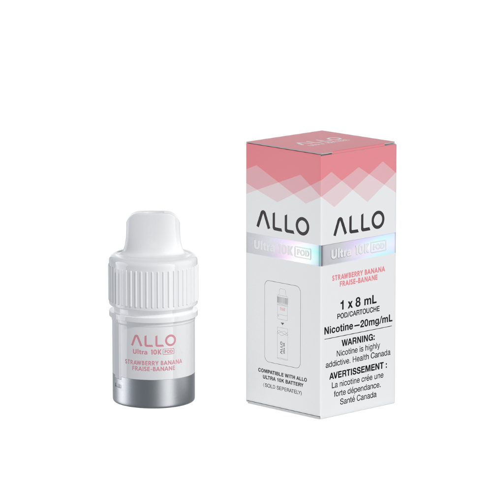 STRAWBERRY BANANA - ALLO ULTRA 10K PRE-FILLED PODS (8mL) (POD ONLY, ALLO 10K HYBRID DEVICE REQUIRED)