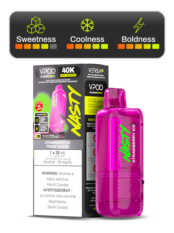STRAWBERRY ICE VPOD - VERSA X BY NASTY (20mL) *VERSA X DEVICE REQUIRED*
