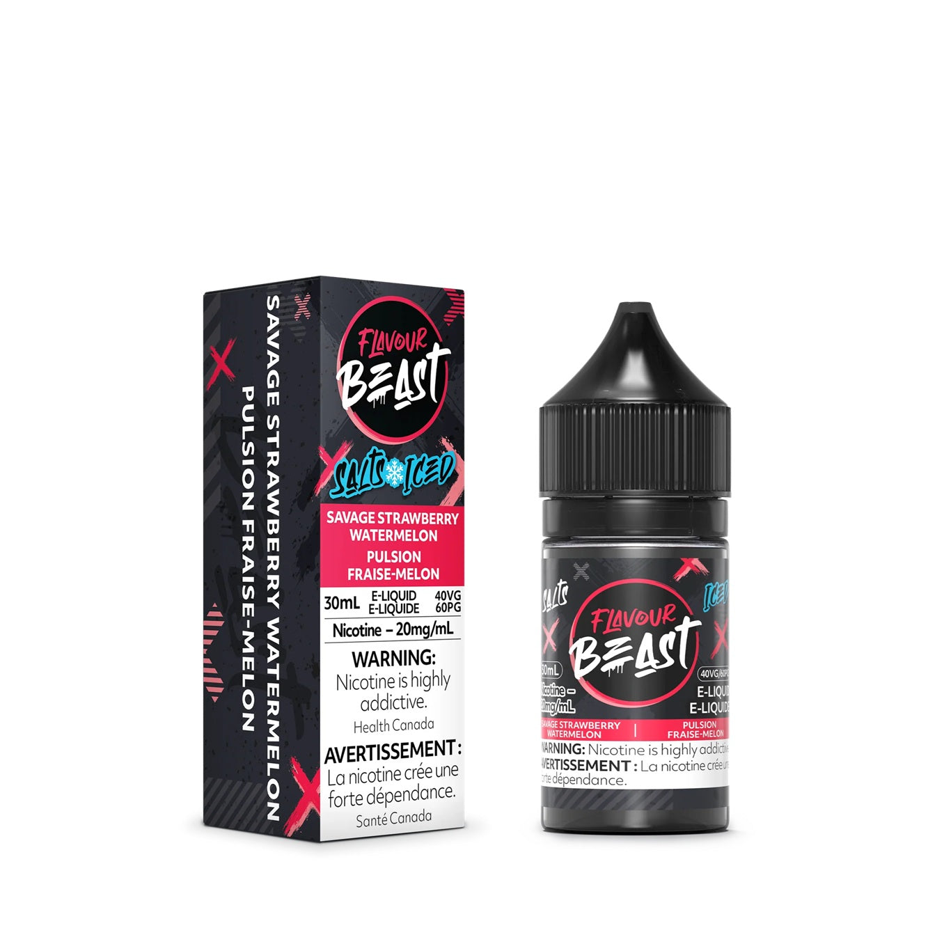 SAVAGE STRAWBERRY WATERMELON ICED - FLAVOUR BEAST E LIQUID (30mL) (ONTARIO)